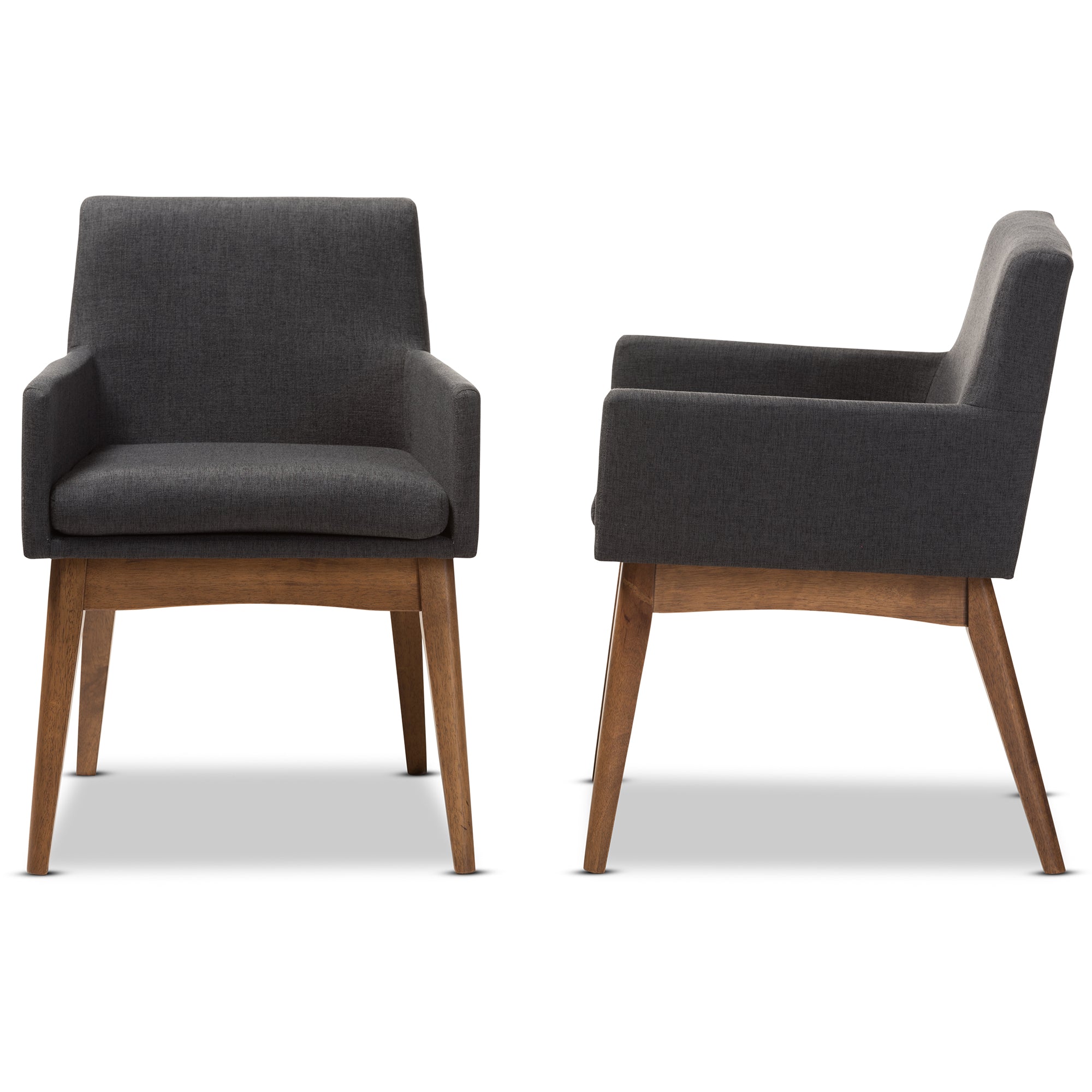 Nexus Mid-Century Modern Wood Finishing Fabric Dining Armchair (Set of 2)