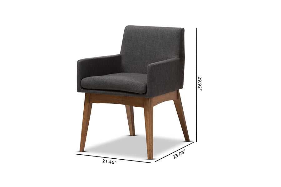 Nexus Mid-Century Modern Wood Finishing Fabric Dining Armchair (Set of 2)