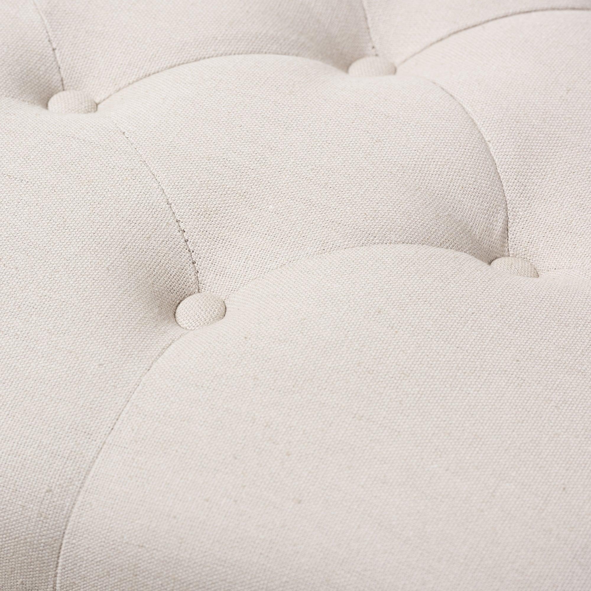 Celeste French Country Weathered Linen Upholstered Ottoman