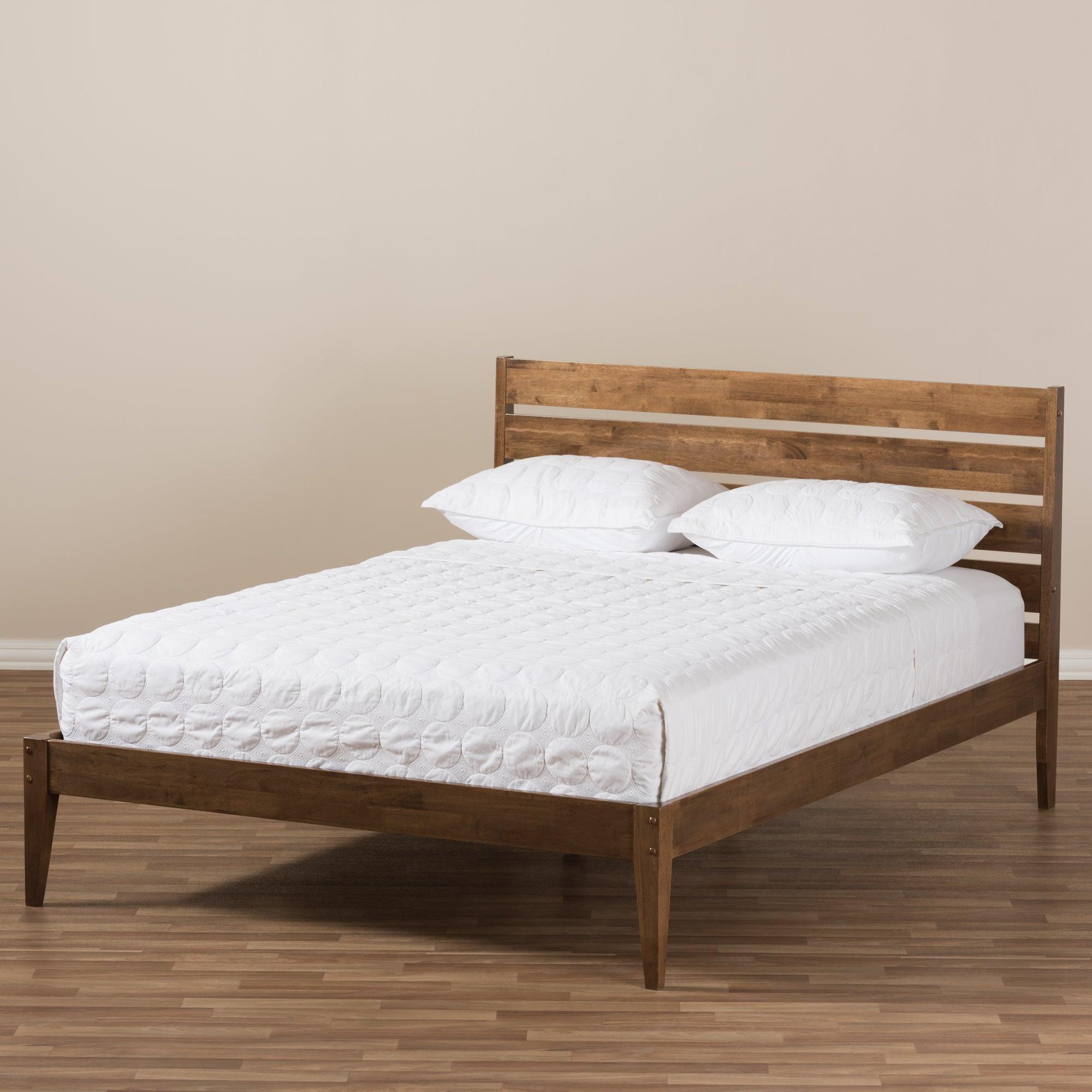 Elmdon Mid-Century Modern Solid Wood Slatted Headboard Style Platform Bed