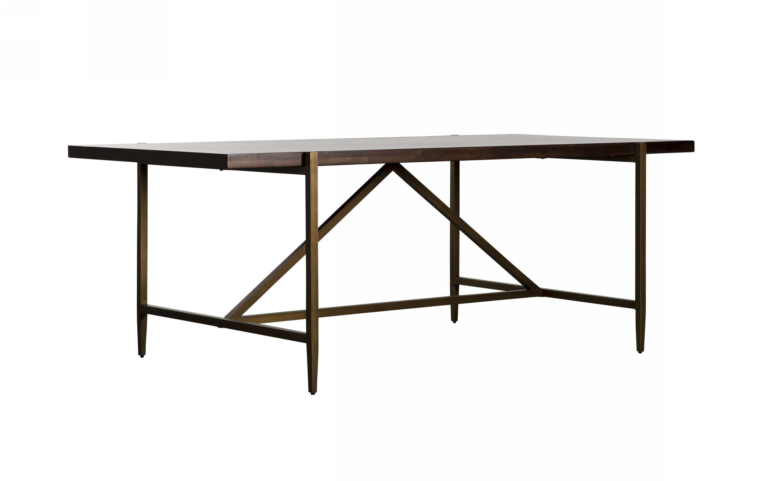 Modrest Shane - Modern Acacia & Brass Dining Table-Dining Table-VIG-Wall2Wall Furnishings