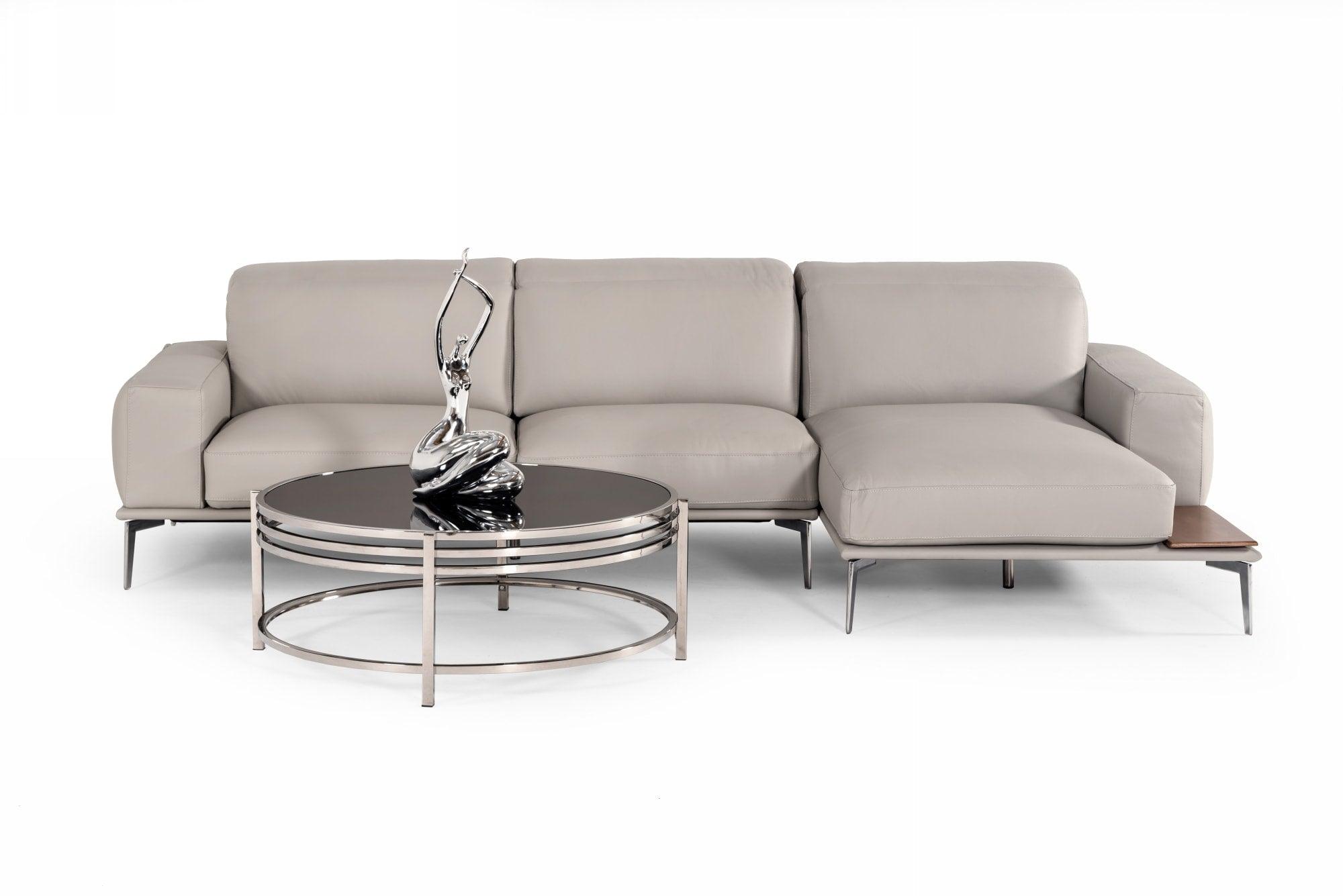 Villeneuve Italian Modern Leather Right Facing Sectional Sofa