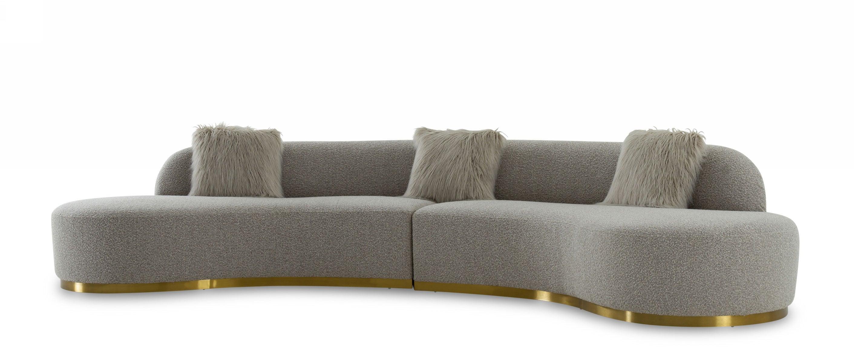 Divani Casa Frontier Glam Fabric Curved Sectional Sofa