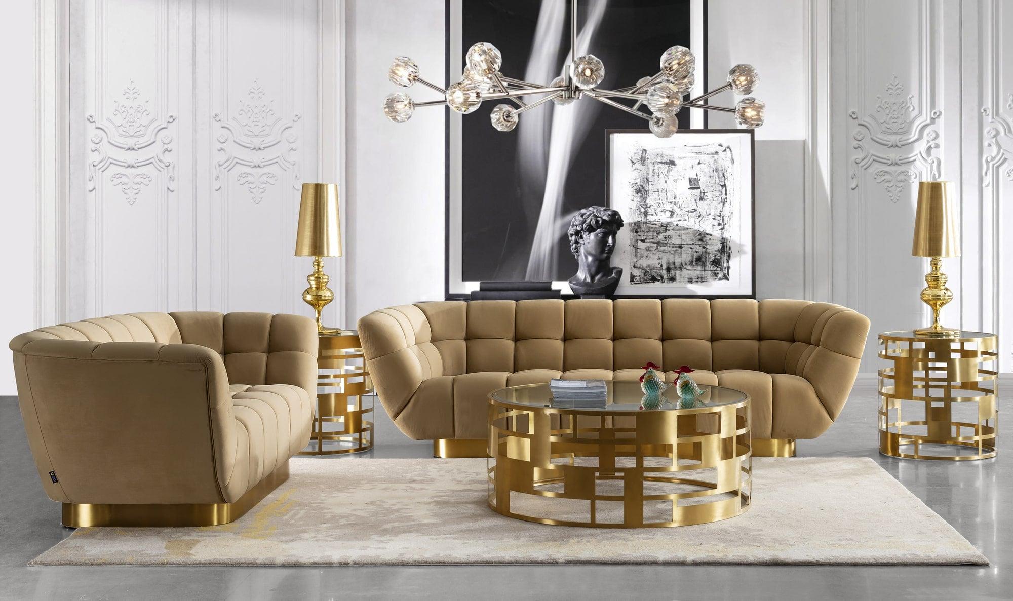Granby - Glam Fabric and Fabric Sofa