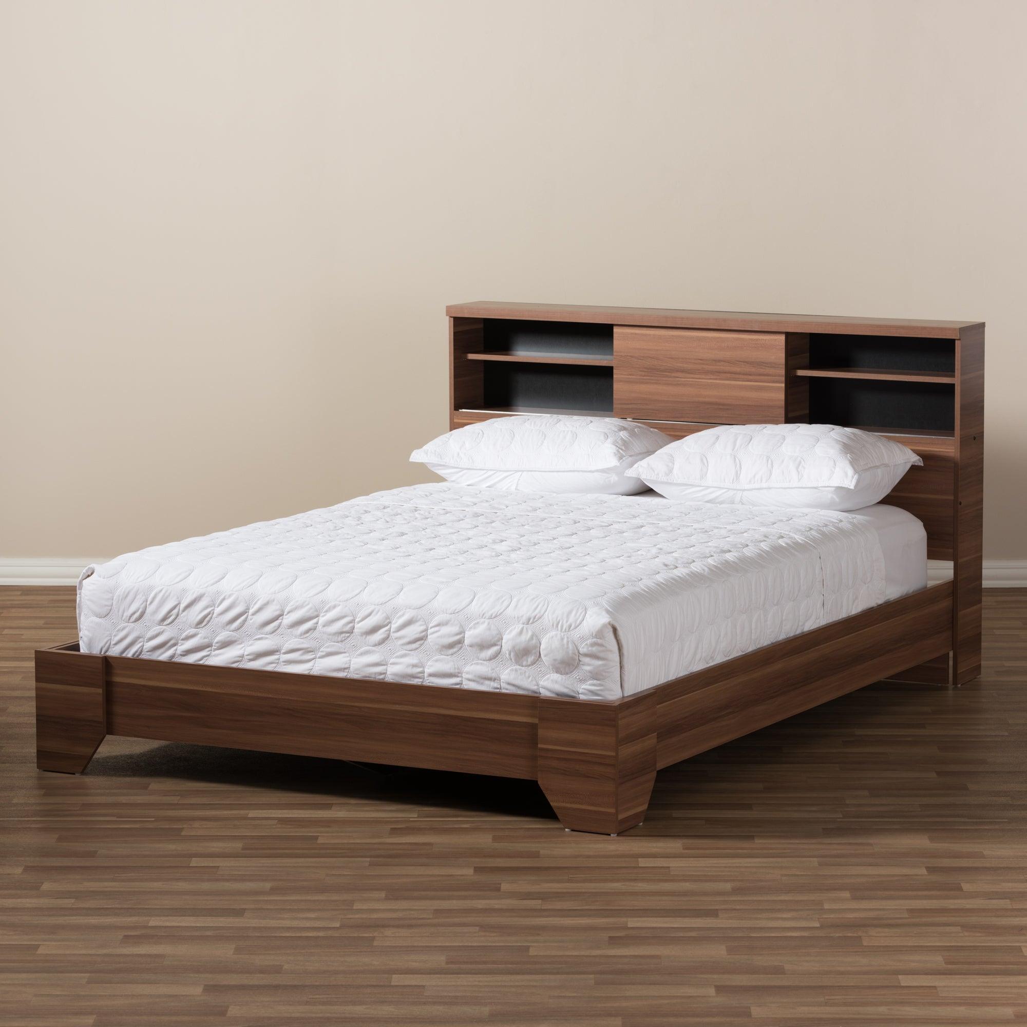 Vanda Modern and Contemporary Two-Tone and Wood Platform Bed