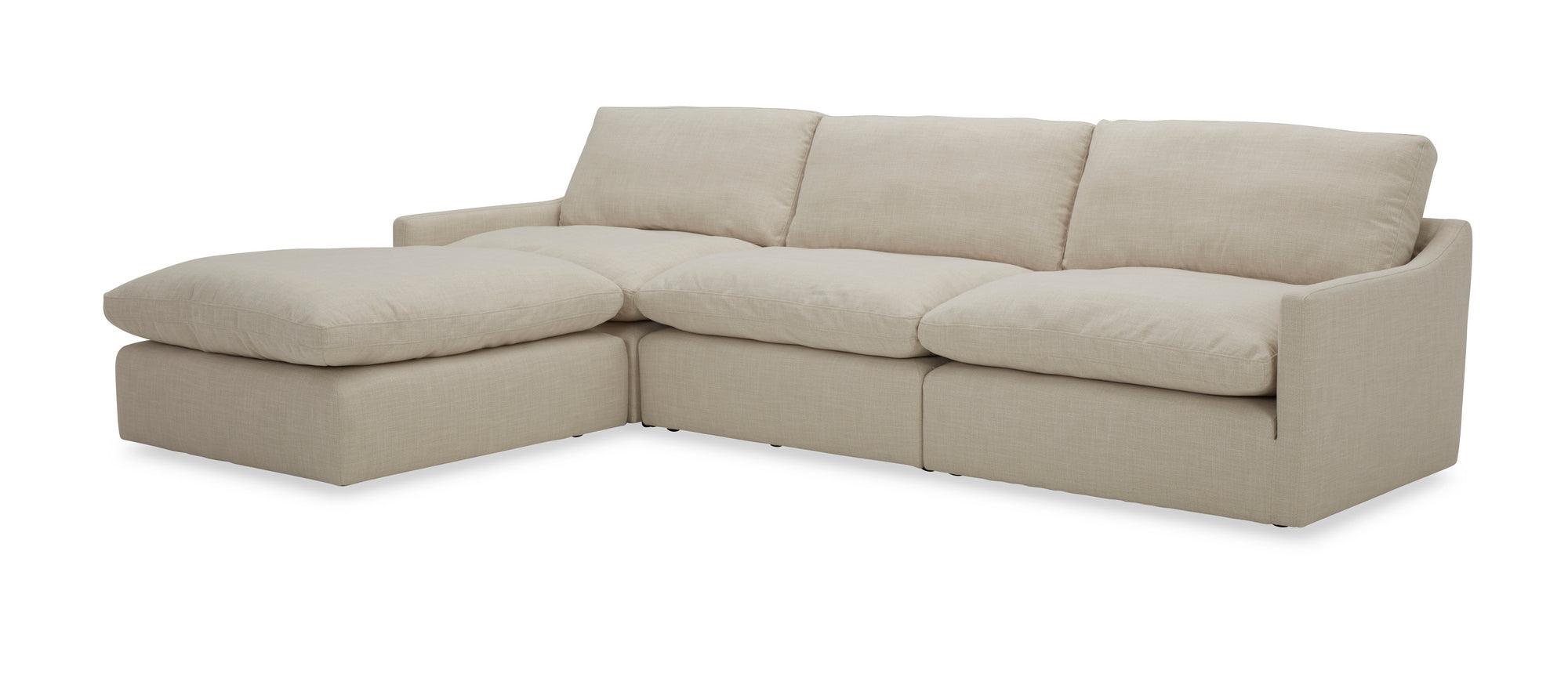 Fedora Modern Fabric Sectional Sofa and Ottoman