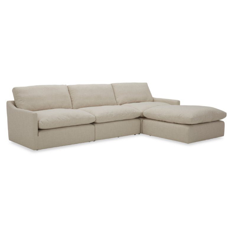 Fedora Modern Fabric Sectional Sofa and Ottoman