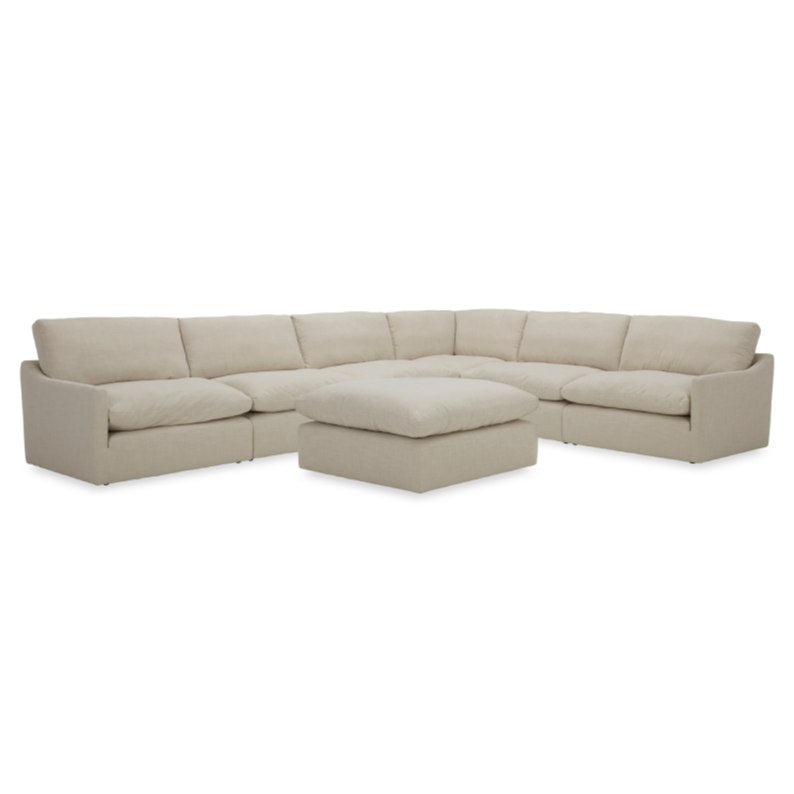 Fedora Modern Fabric Sectional Sofa and Ottoman