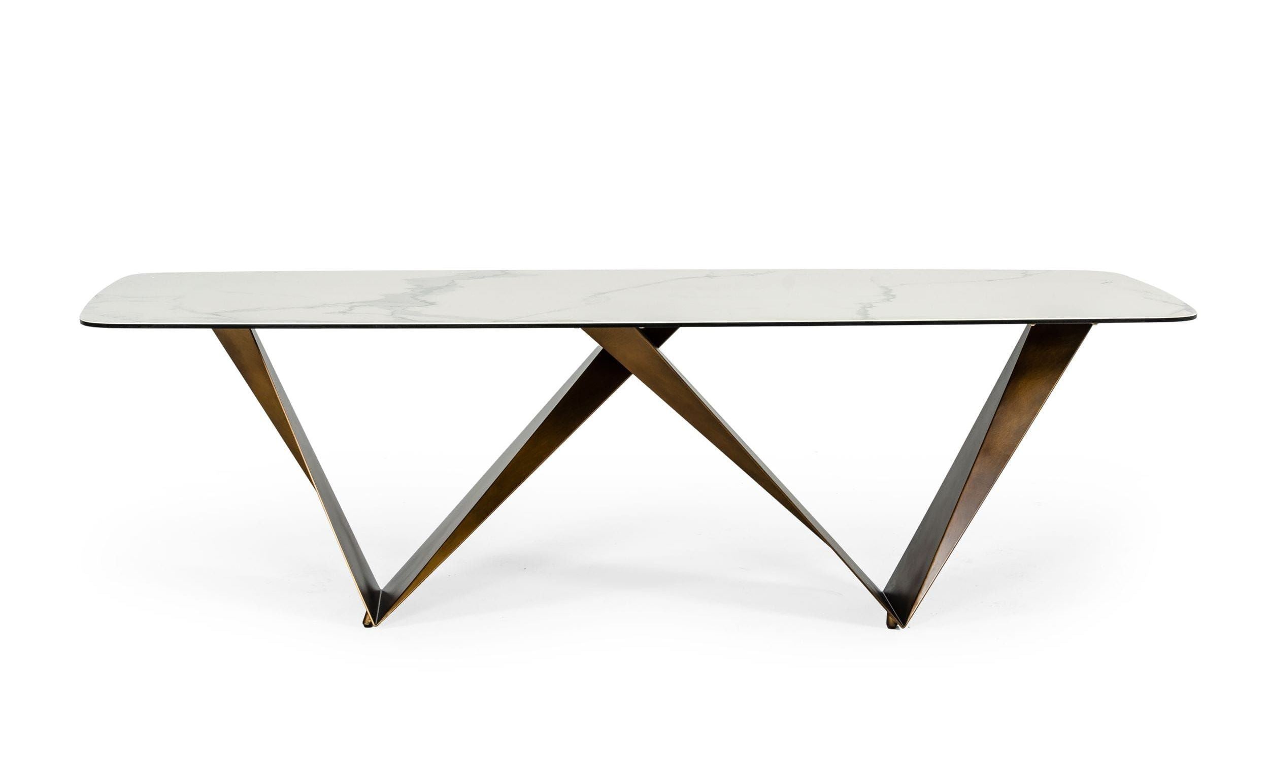 Melanie - Modern Ceramic and Brushed Dining Table
