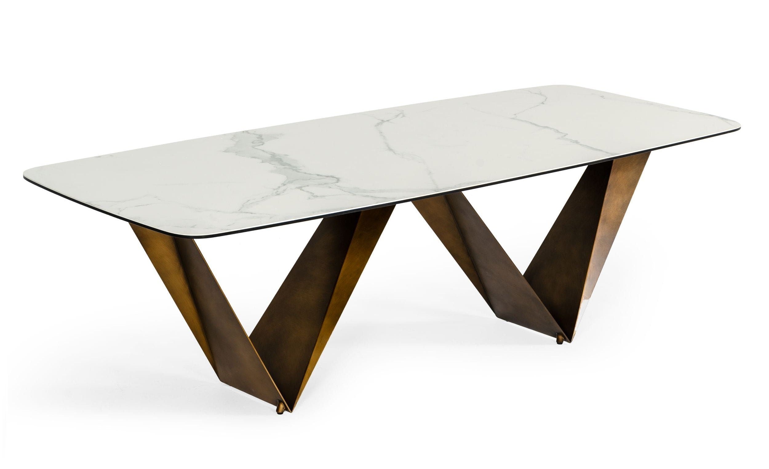 Melanie - Modern Ceramic and Brushed Dining Table