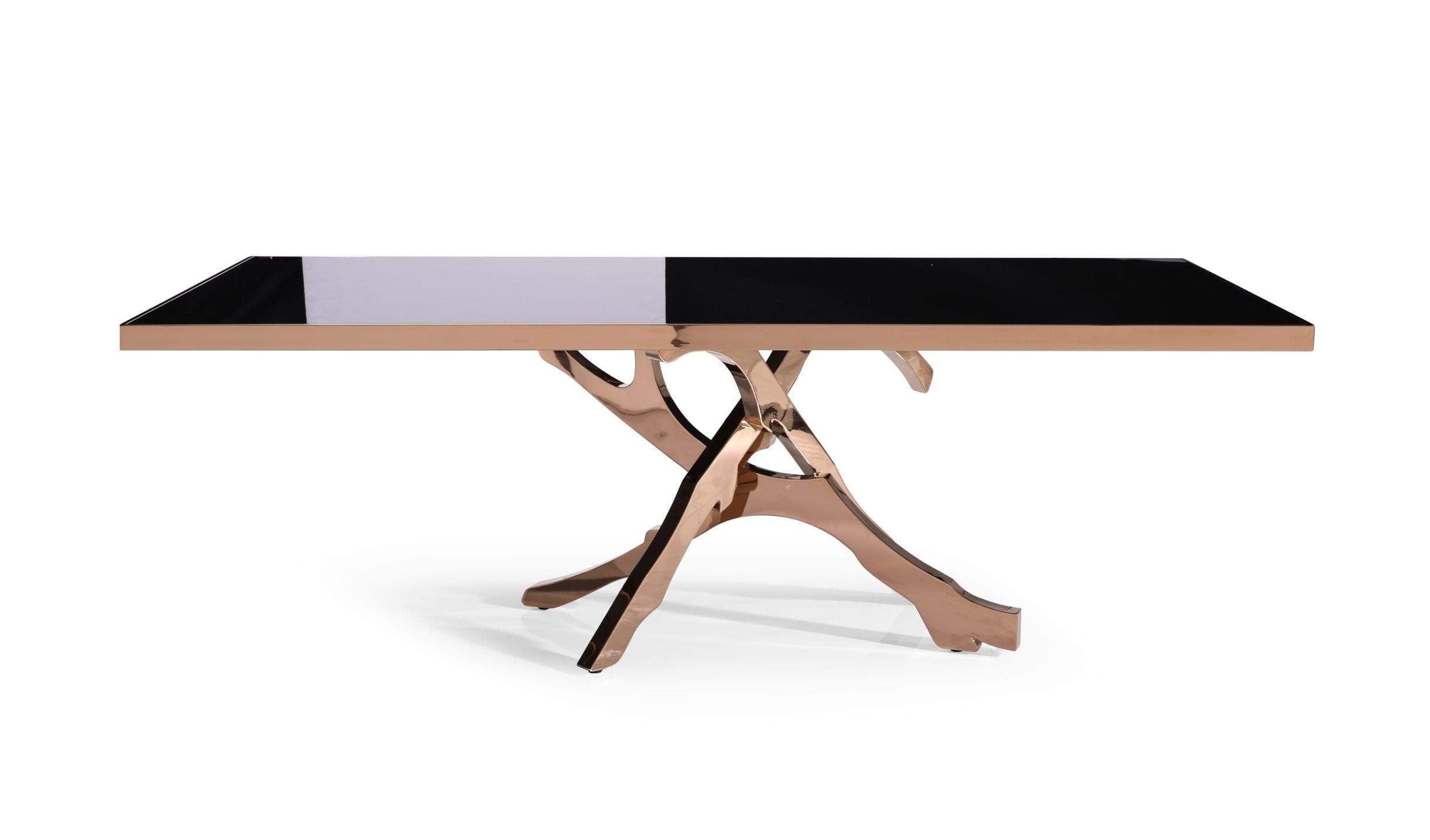 Legend - Modern Glass and Rosegold Dining Table
