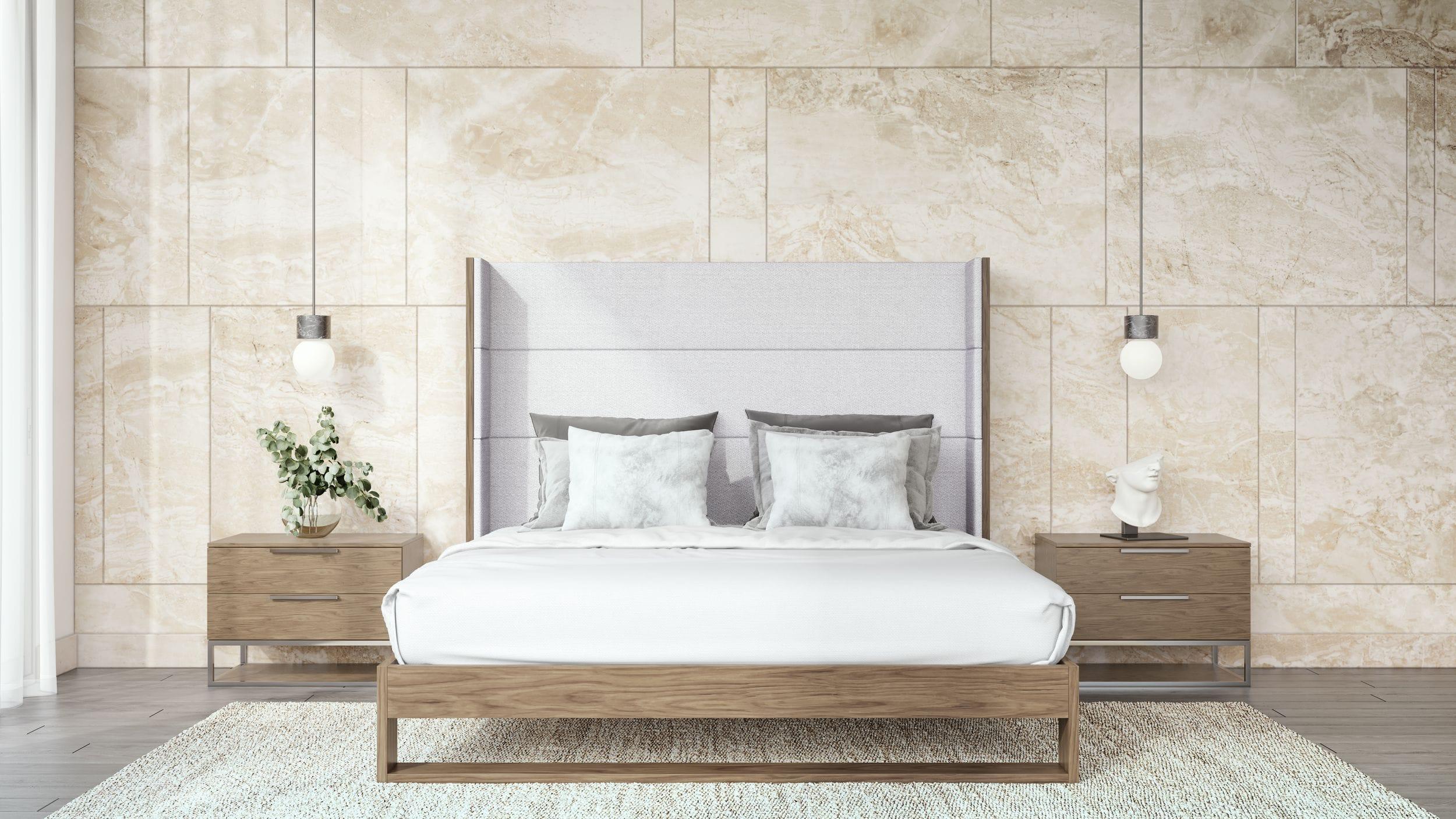 Helenora Contemporary Fabric & Trim Bed