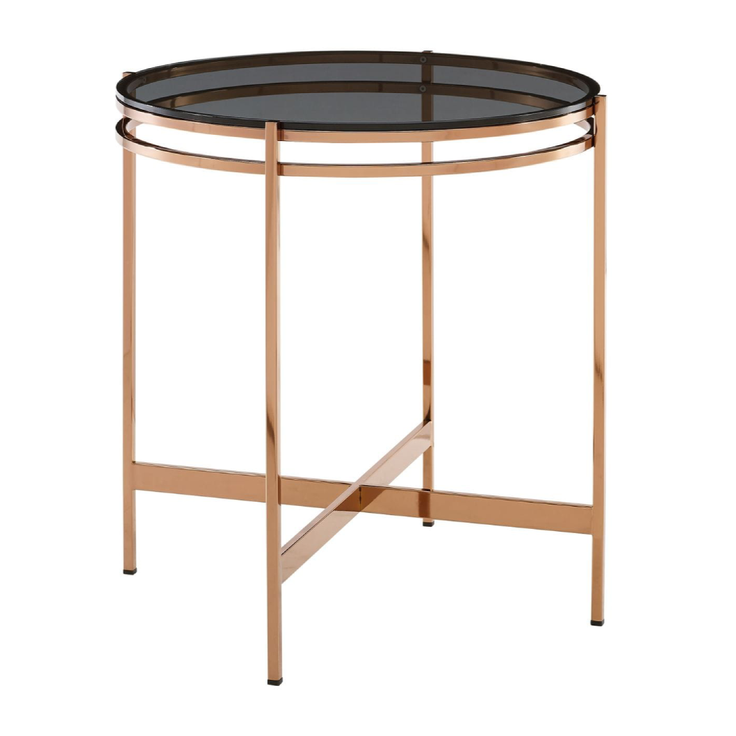 Bradford Modern Glass & Rosegold Small End Table