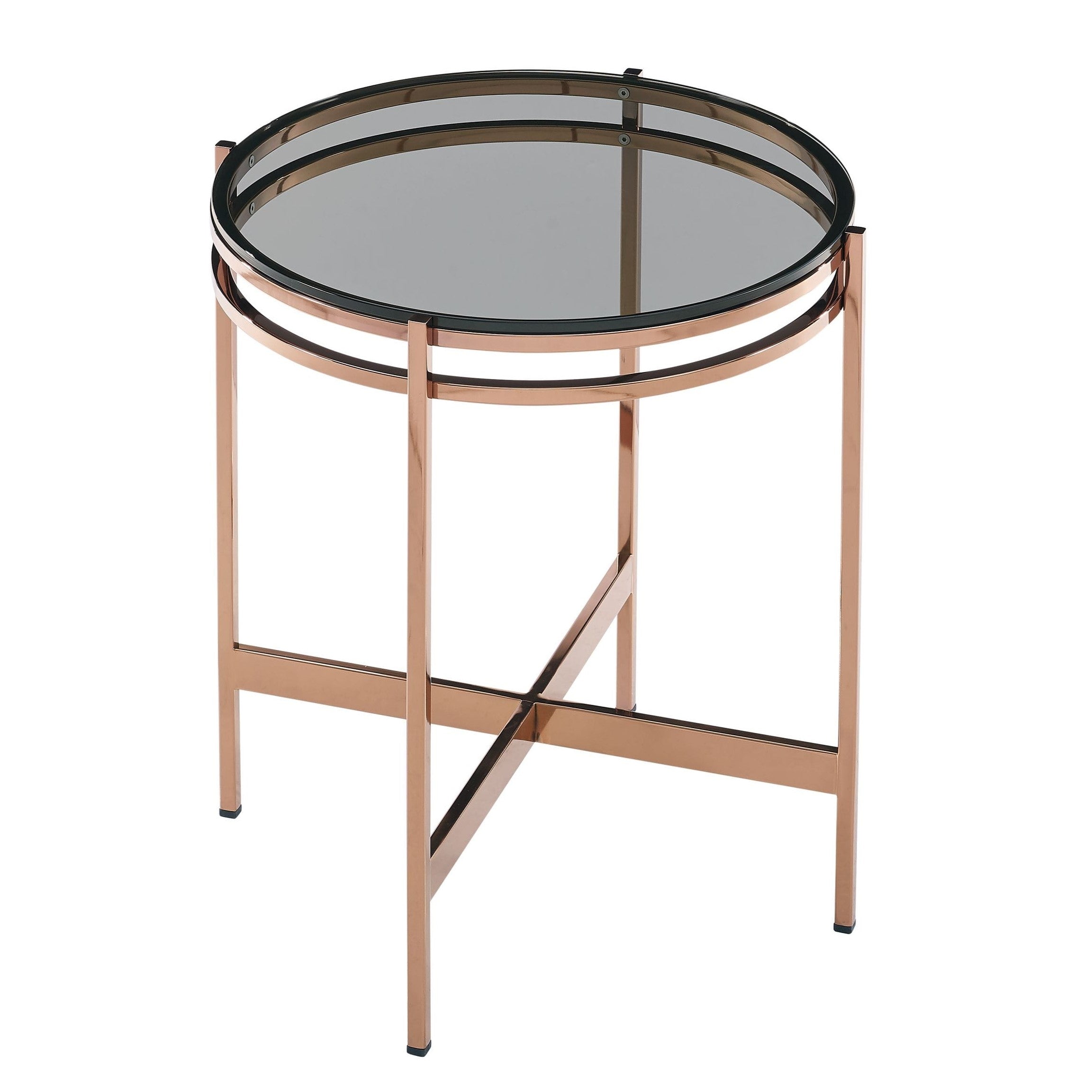 Bradford Modern Glass & Rosegold Small End Table