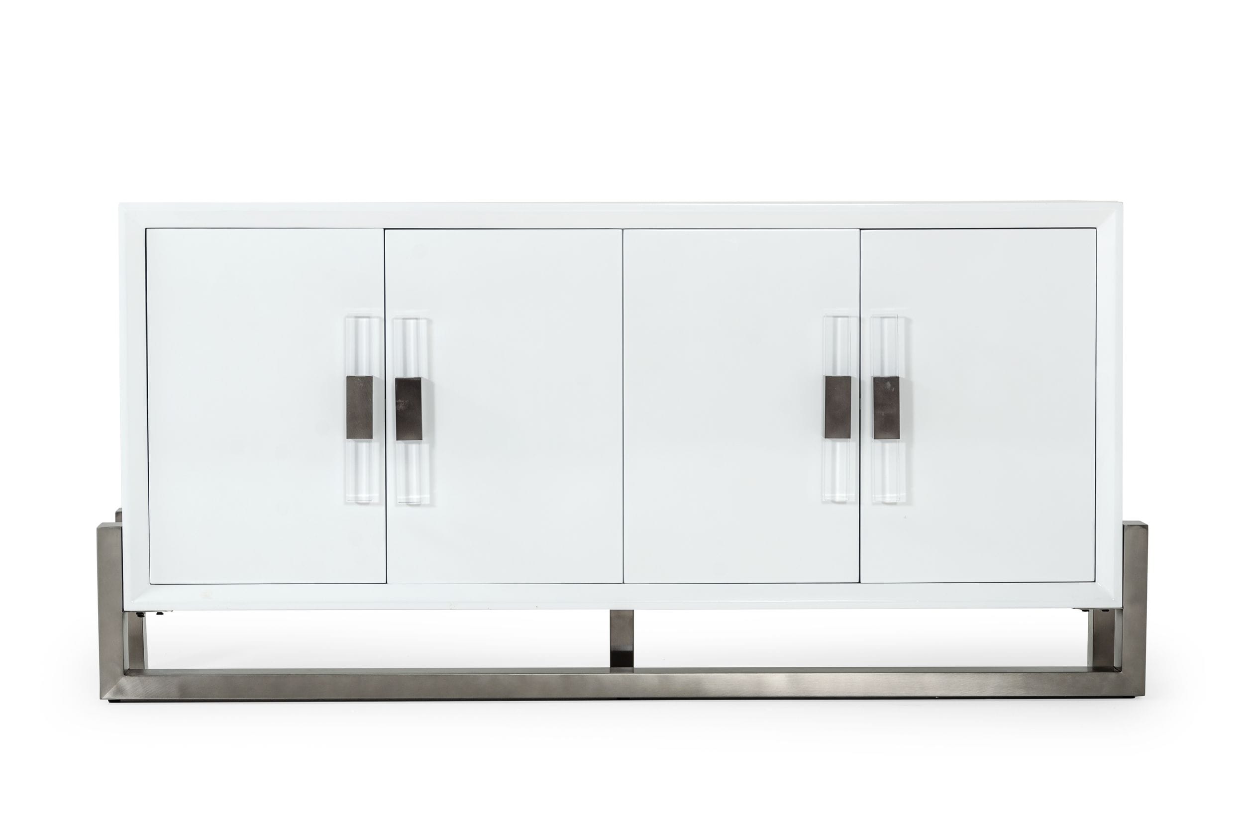 Lenny - Modern High Gloss and Stainless Steel Gun Metal Buffet