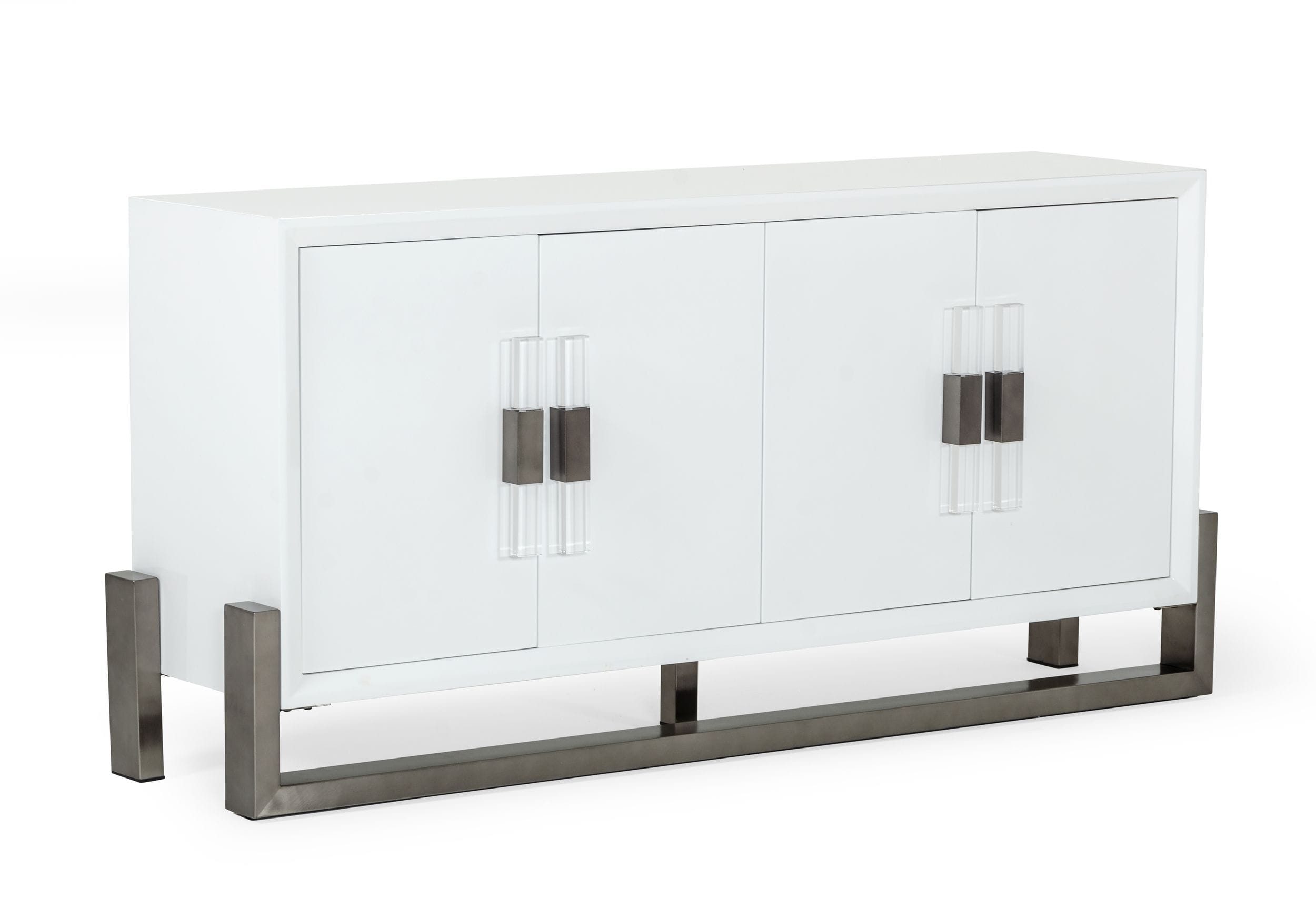 Lenny - Modern High Gloss and Stainless Steel Gun Metal Buffet