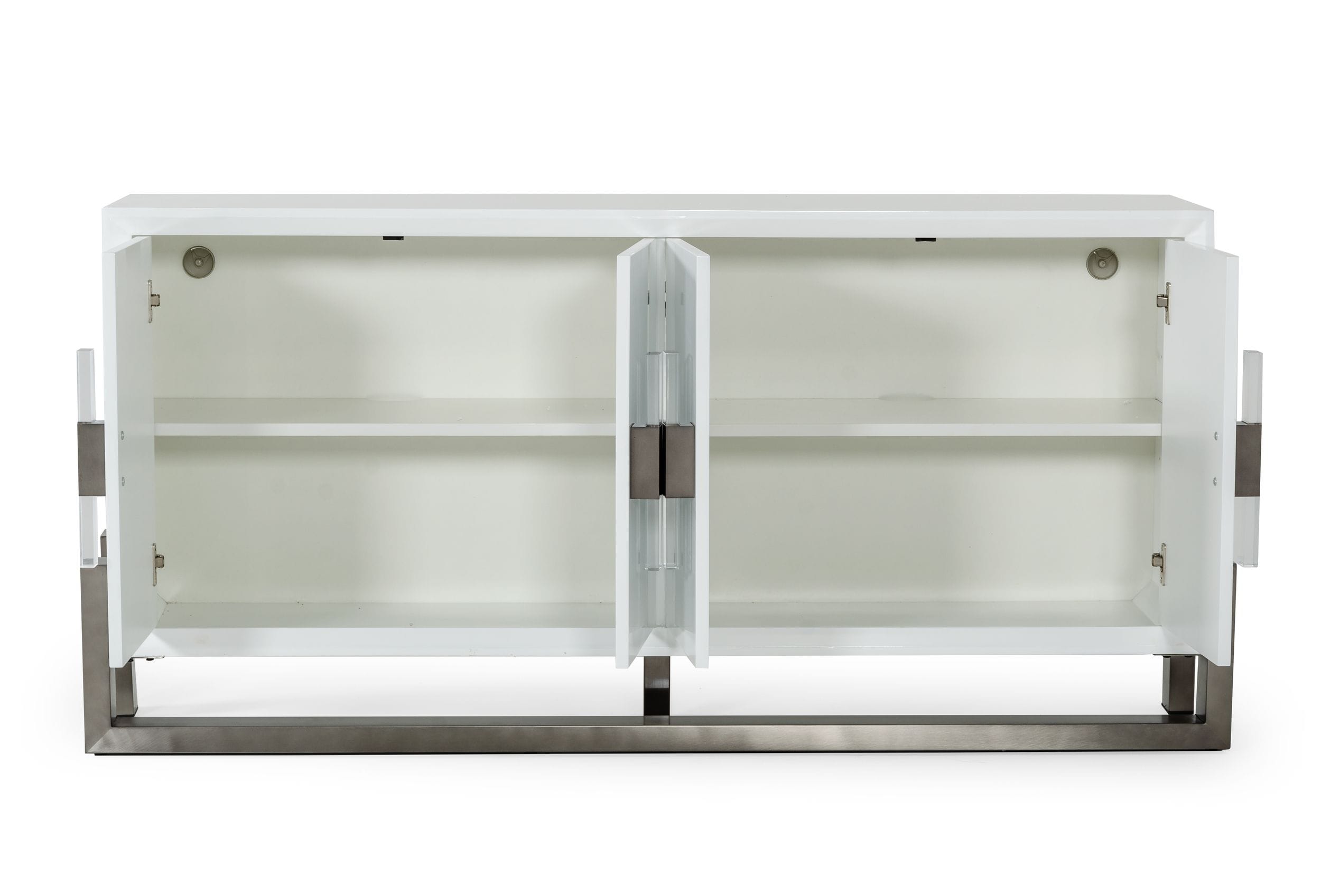 Lenny - Modern High Gloss and Stainless Steel Gun Metal Buffet