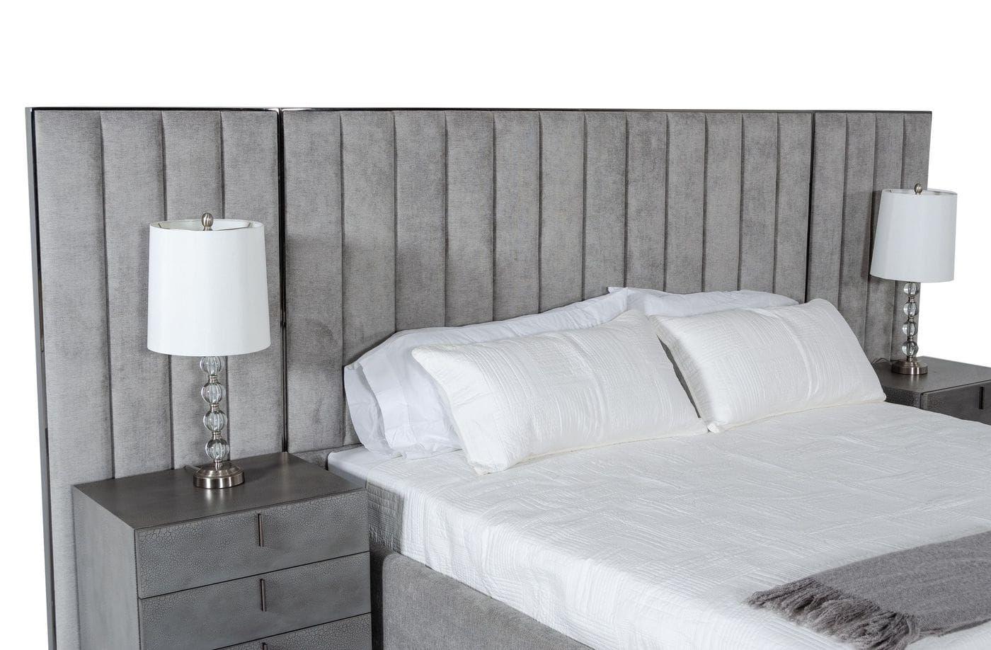 Buckley Modern Stainless Steel Bed w/ Nightstands