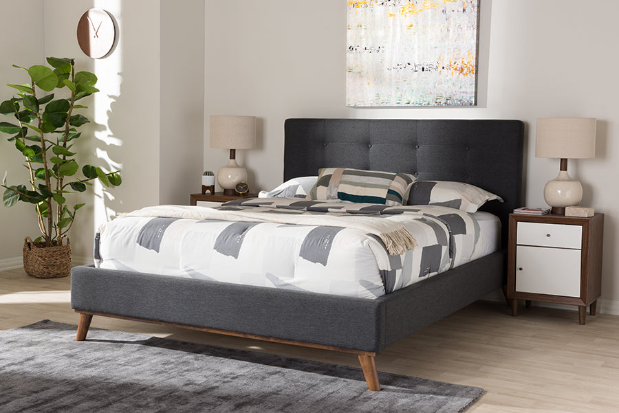Valencia Mid-Century Modern Fabric Platform Bed