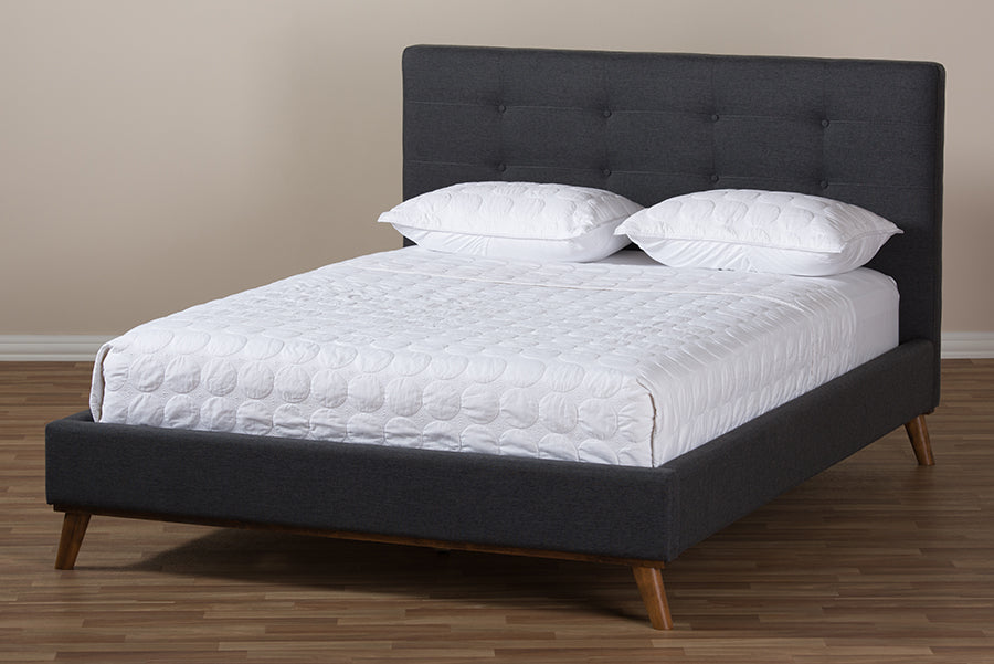 Valencia Mid-Century Modern Fabric Platform Bed