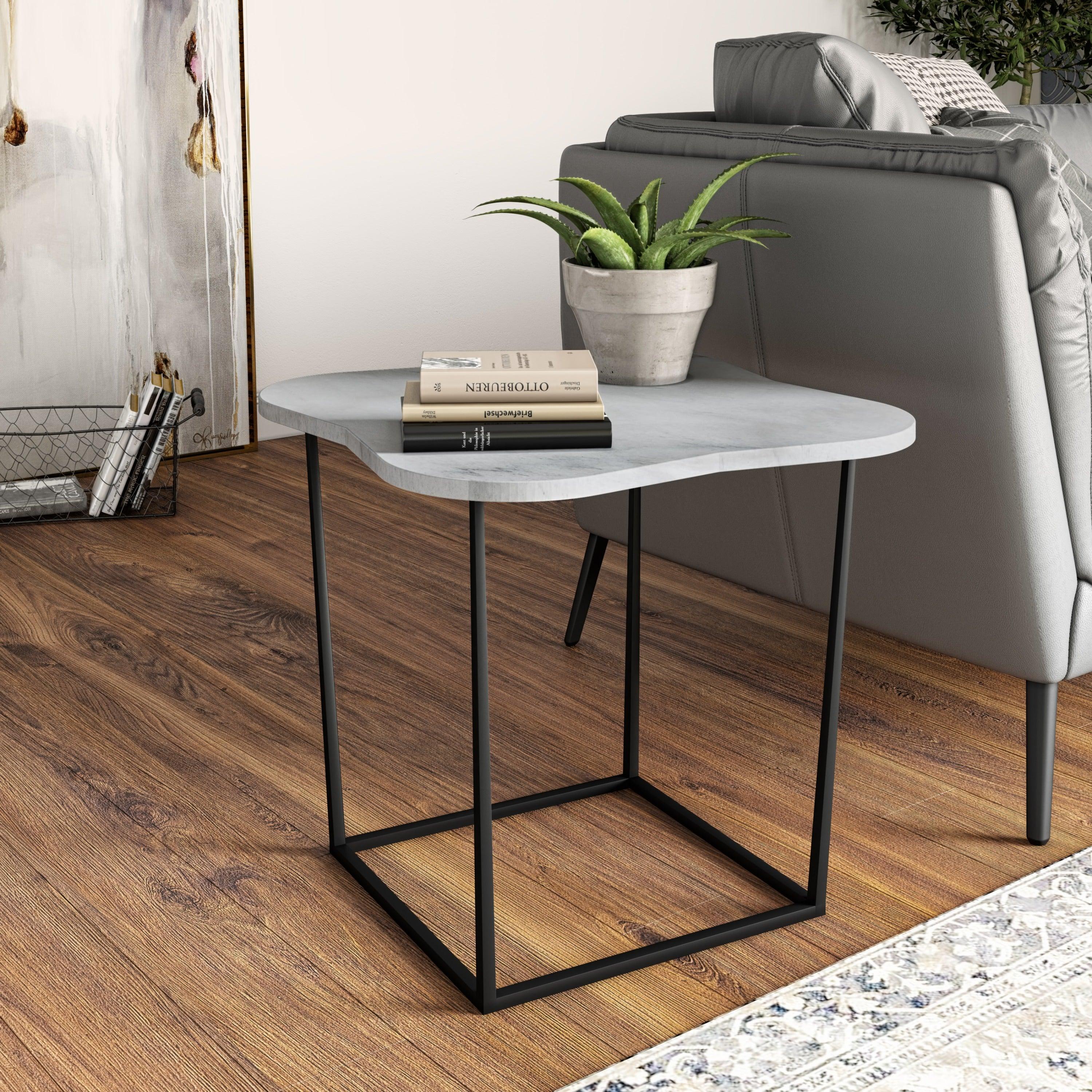 Aleidy Marble and Metal End Table