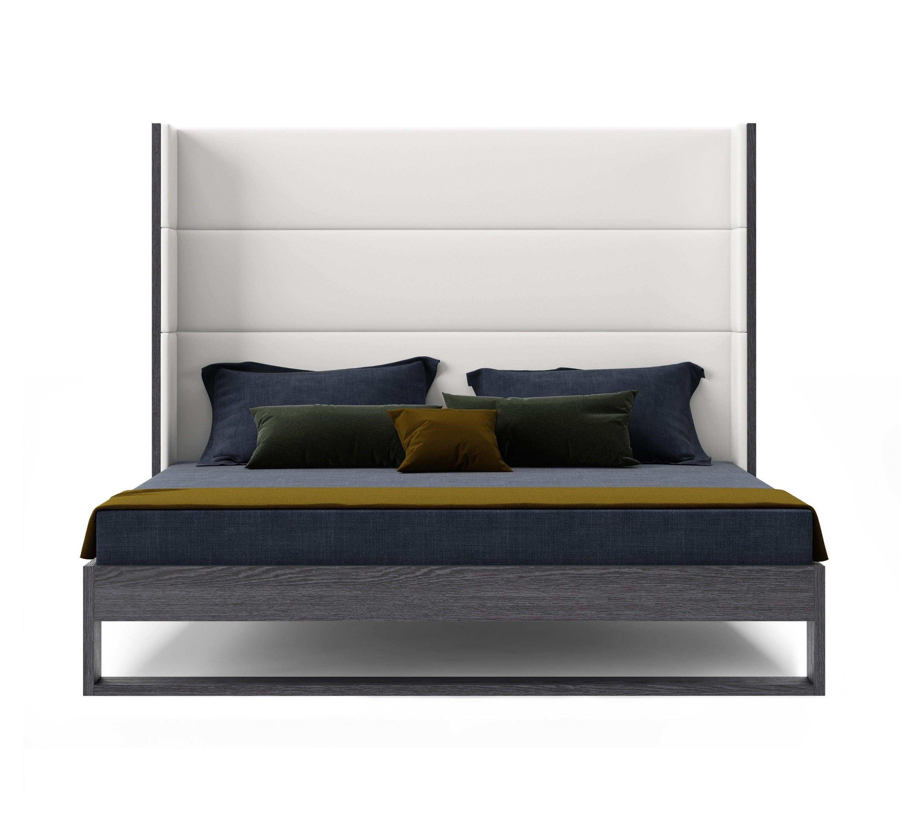 Heloise Contemporary Leather & Elm Trim Bed