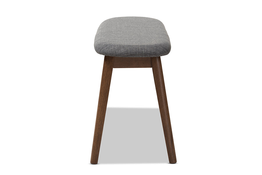 Easton Mid-Century Modern Fabric Upholstered Finished Wood Bench