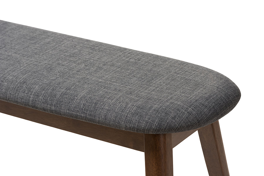 Easton Mid-Century Modern Fabric Upholstered Finished Wood Bench