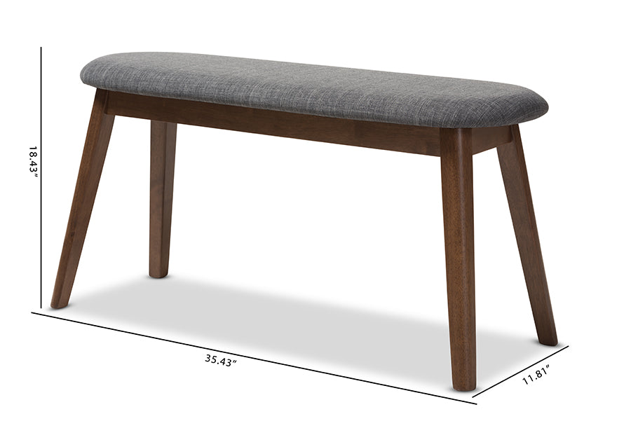 Easton Mid-Century Modern Fabric Upholstered Finished Wood Bench