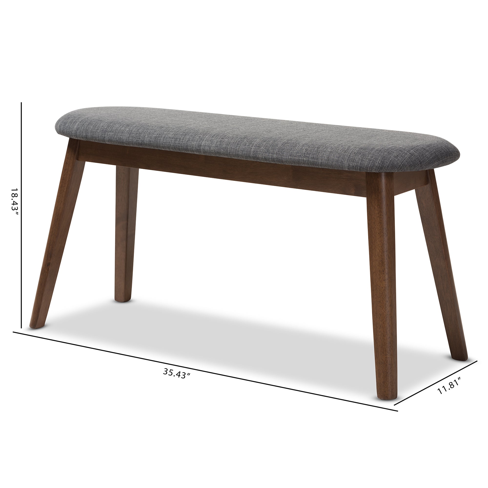 Easton Mid-Century Modern Fabric Upholstered Finished Wood Bench