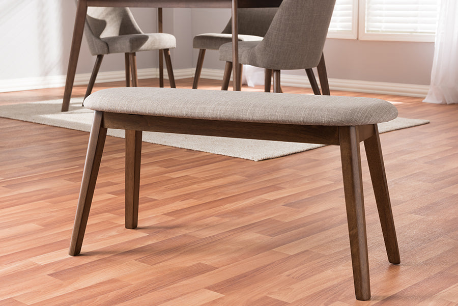 Easton Mid-Century Modern Fabric Upholstered Finished Wood Bench