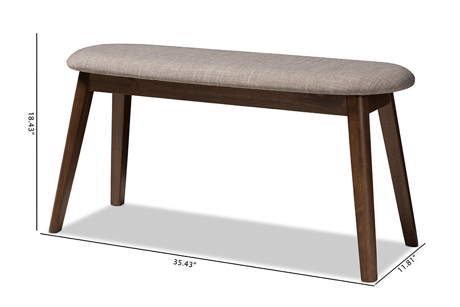 Easton Mid-Century Modern Fabric Upholstered Finished Wood Bench