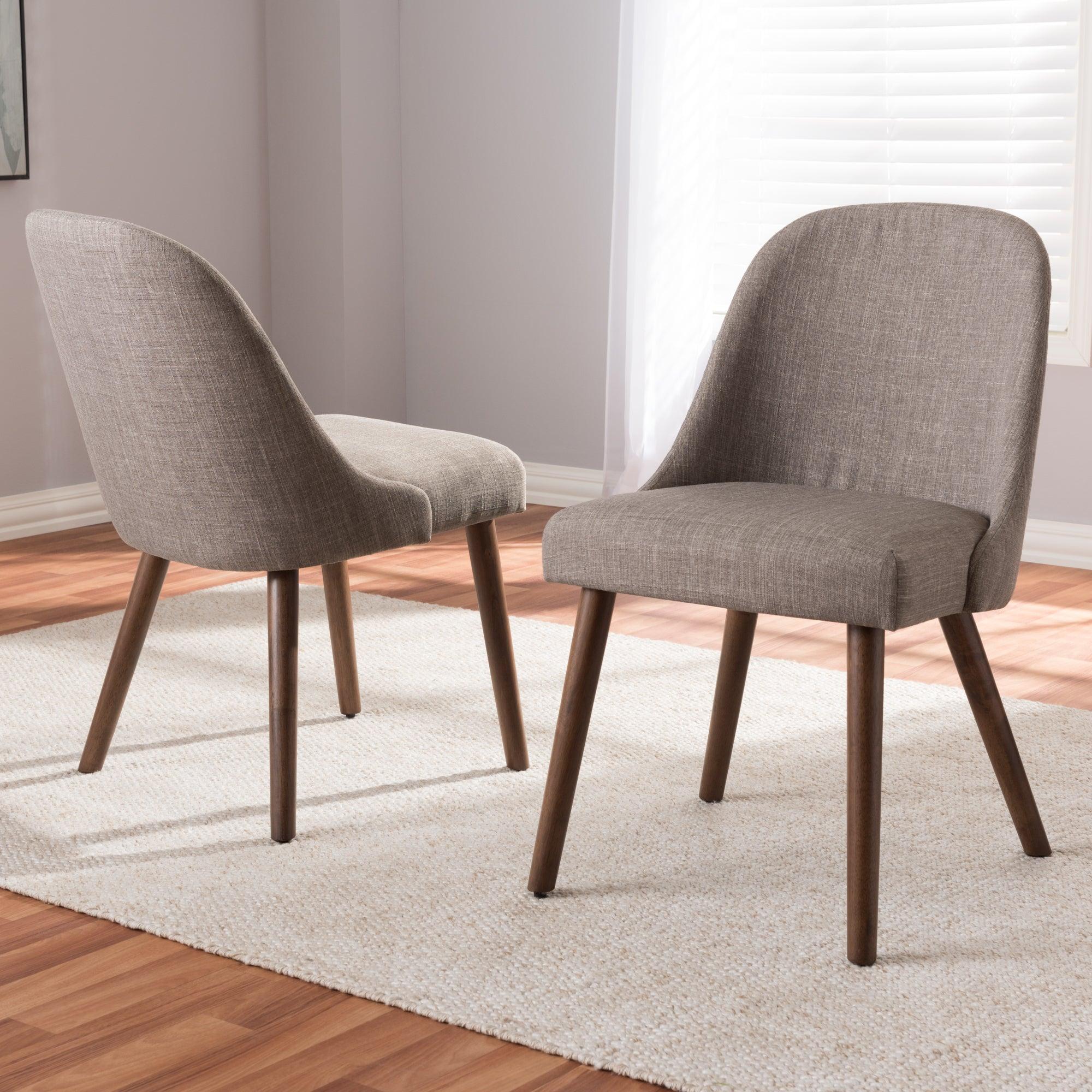 Cody Mid-Century Modern Light Fabric Upholstered Finished Wood Dining Chair (Set of 2)