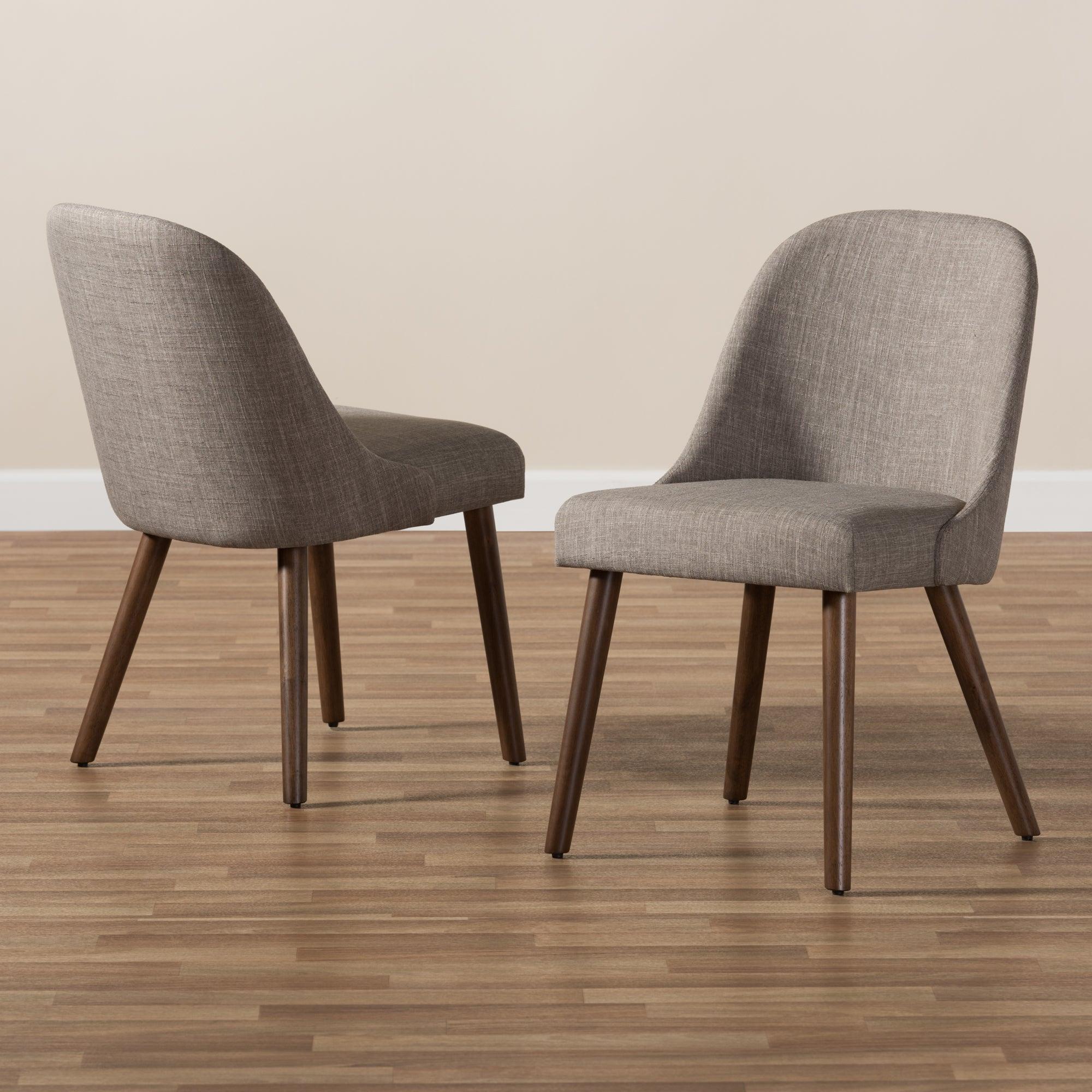 Cody Mid-Century Modern Light Fabric Upholstered Finished Wood Dining Chair (Set of 2)