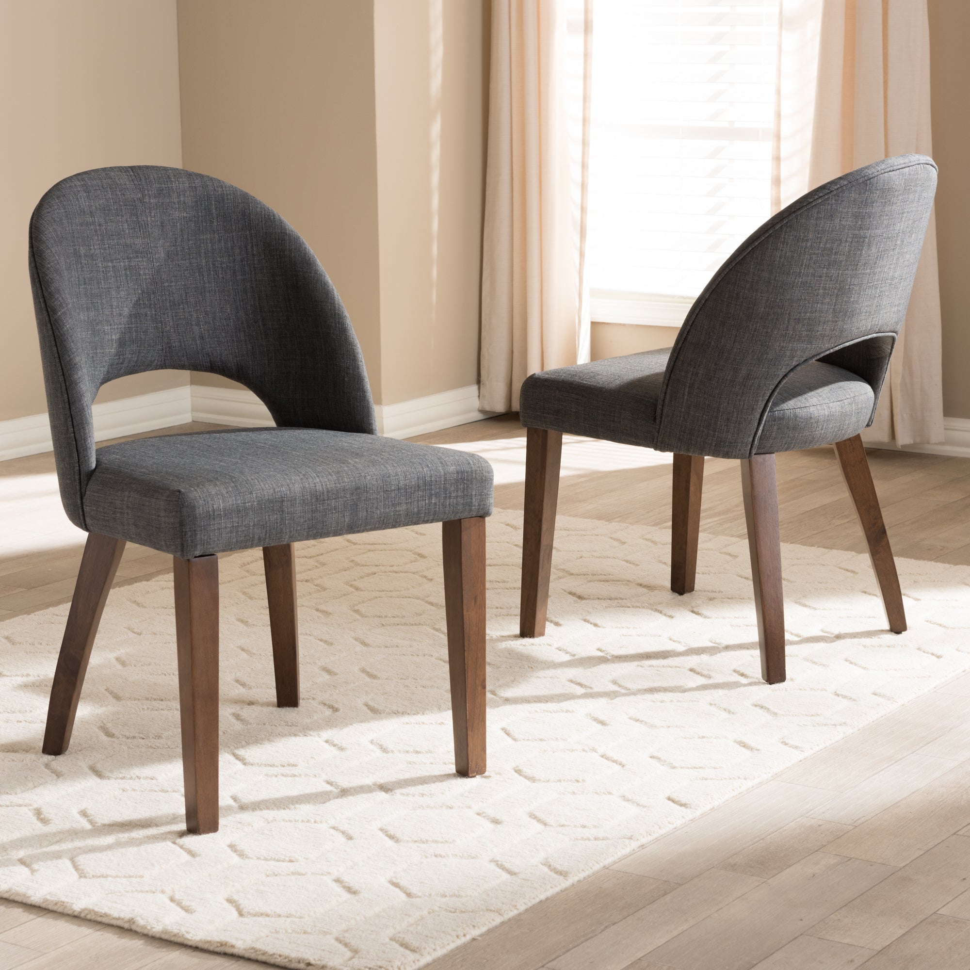 Wesley Mid-Century Modern Fabric Upholstered Finished Wood Dining Chair (Set of 2)