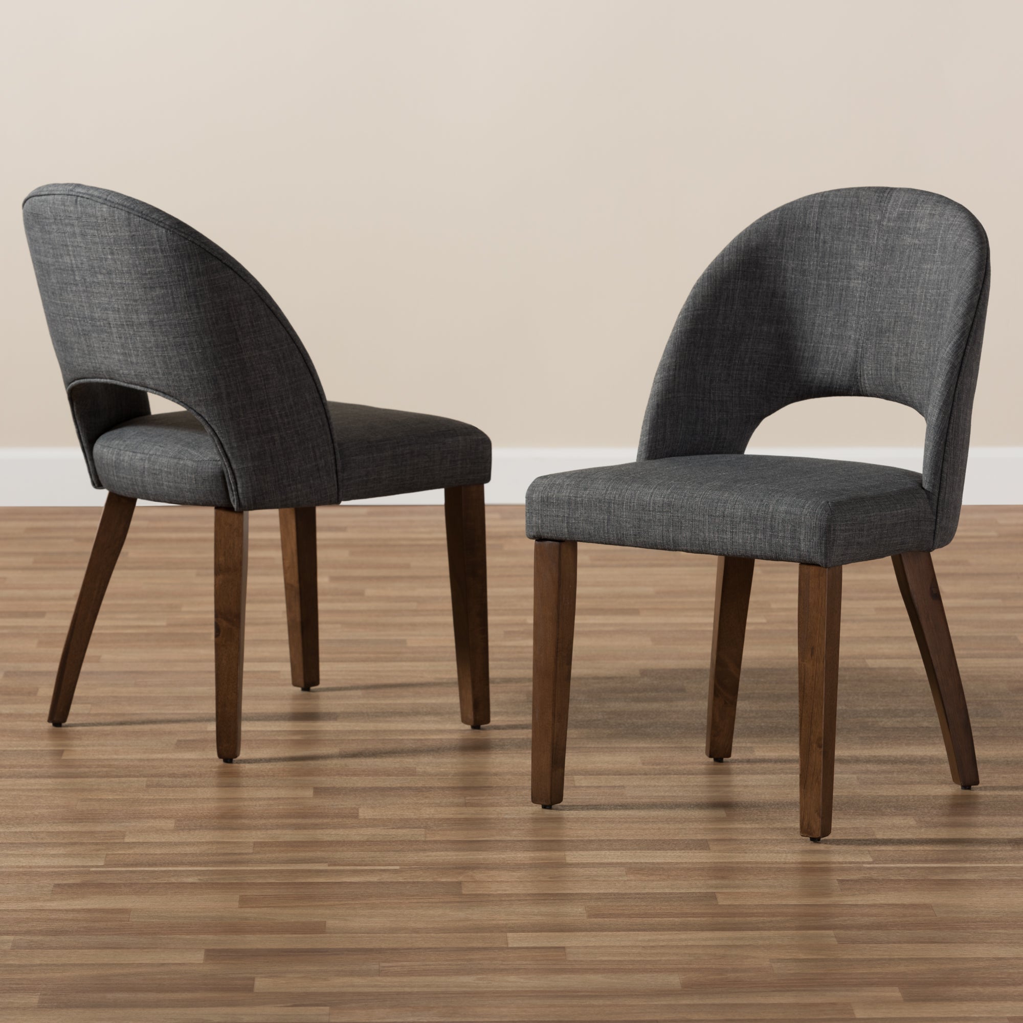 Wesley Mid-Century Modern Fabric Upholstered Finished Wood Dining Chair (Set of 2)