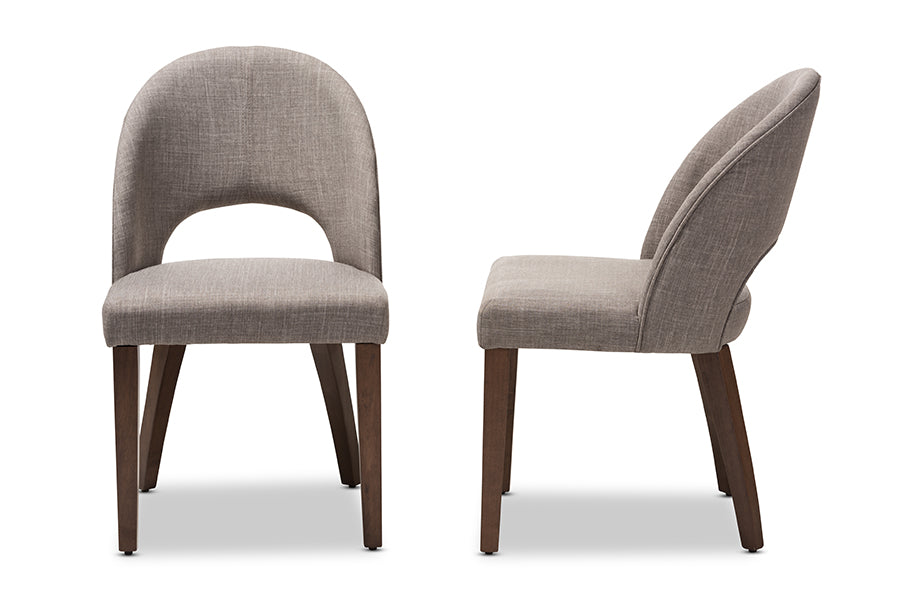 Wesley Mid-Century Modern Fabric Upholstered Finished Wood Dining Chair (Set of 2)
