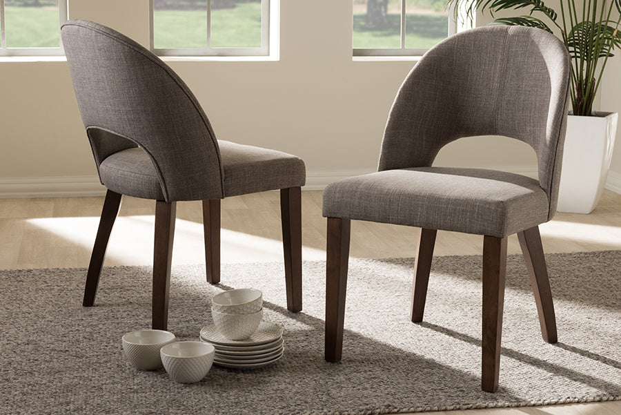 Wesley Mid-Century Modern Fabric Upholstered Finished Wood Dining Chair (Set of 2)