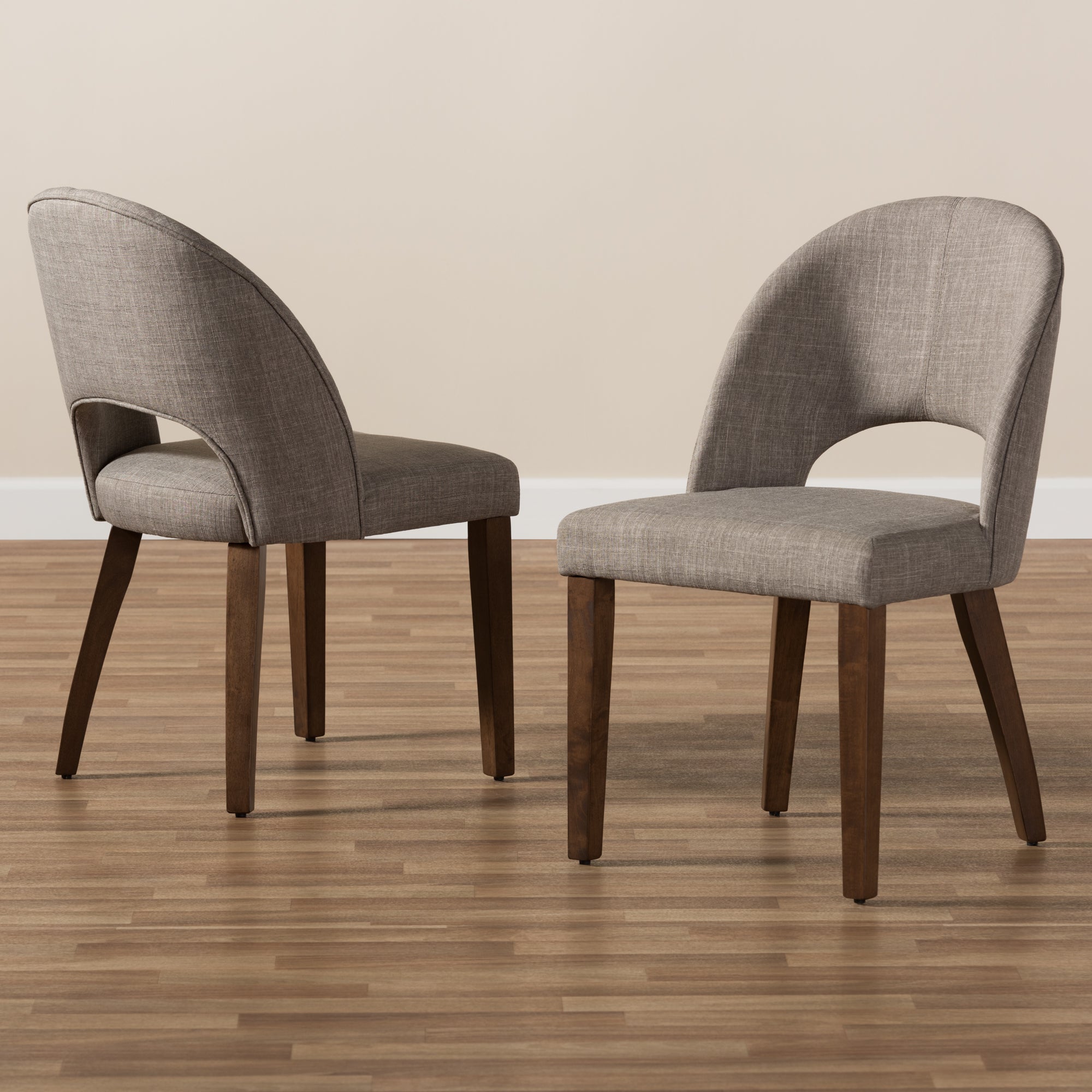 Wesley Mid-Century Modern Fabric Upholstered Finished Wood Dining Chair (Set of 2)