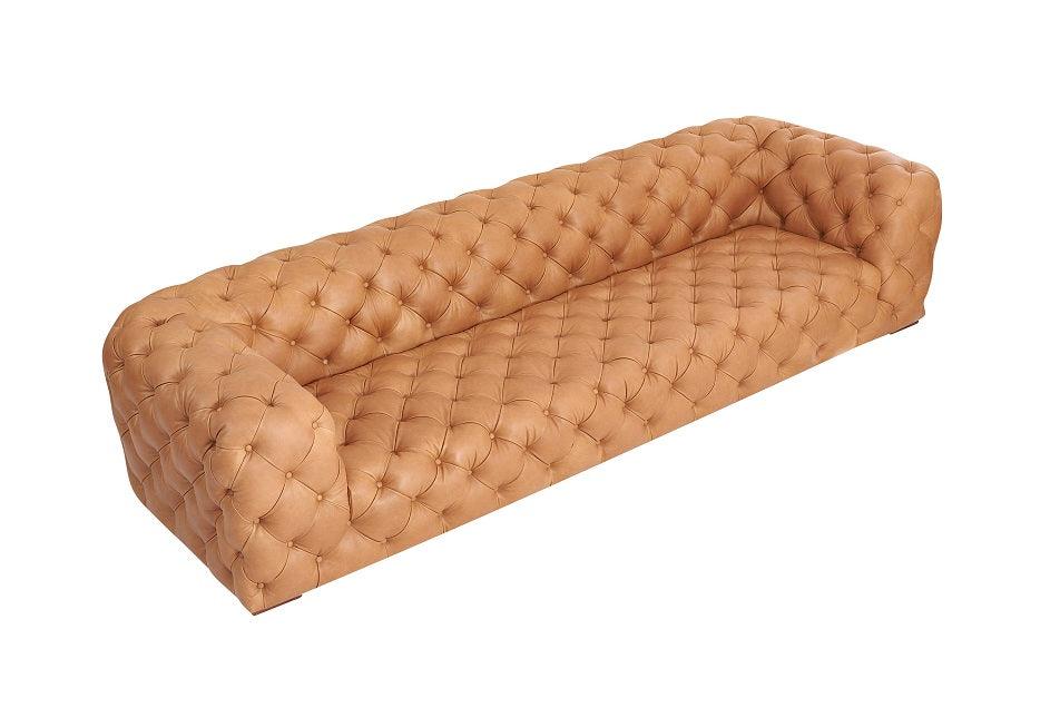 Dexter Transitional Italian Leather Tufted Sofa