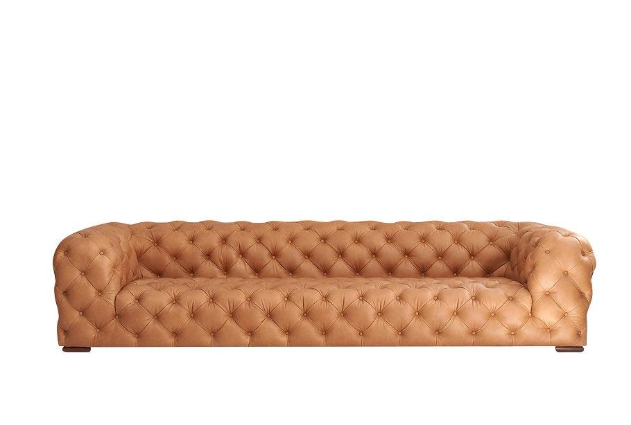 Dexter Transitional Italian Leather Tufted Sofa
