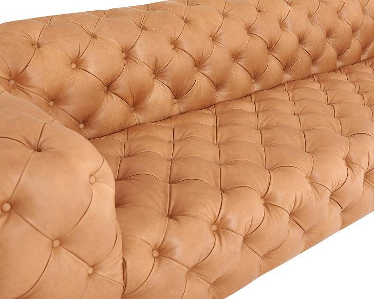 Dexter Transitional Italian Leather Tufted Sofa