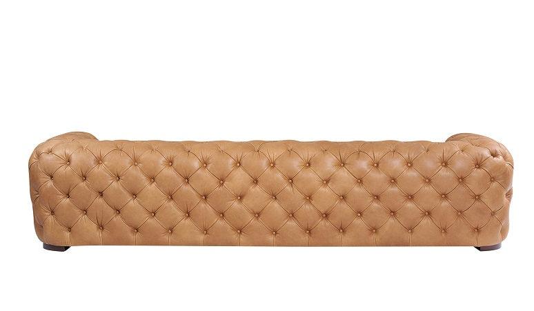 Dexter Transitional Italian Leather Tufted Sofa