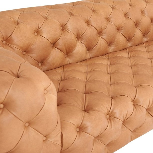 Dexter Transitional Italian Leather Tufted Sofa