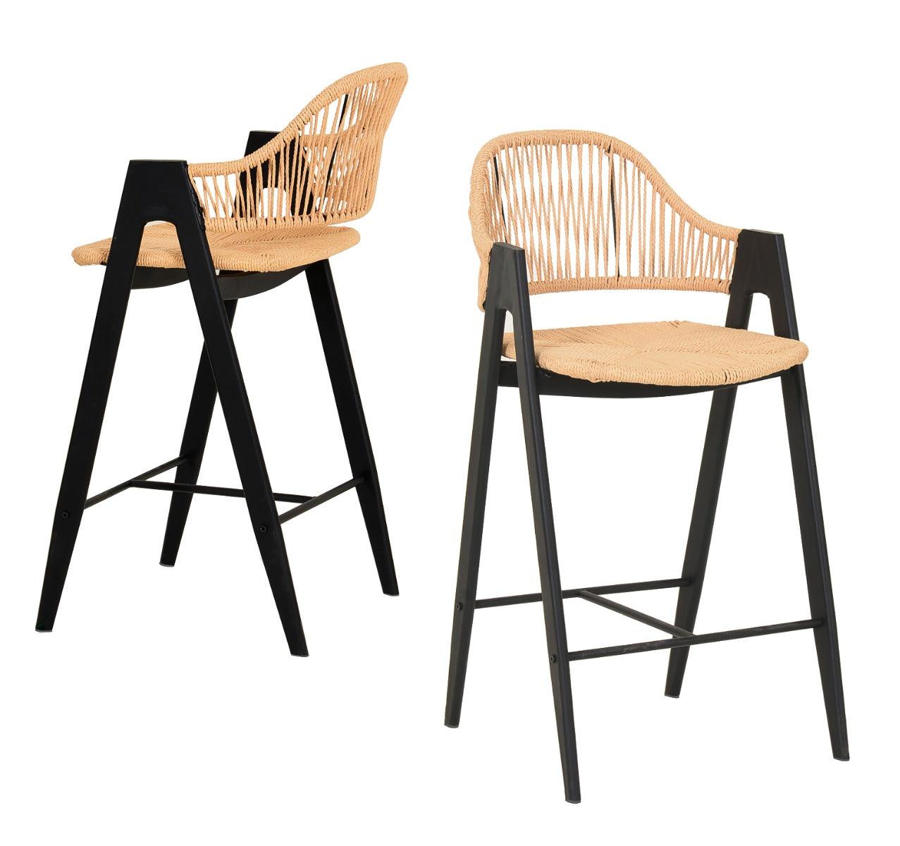 Modrest Gayle Modern Rattan Counter Stool Set of 2