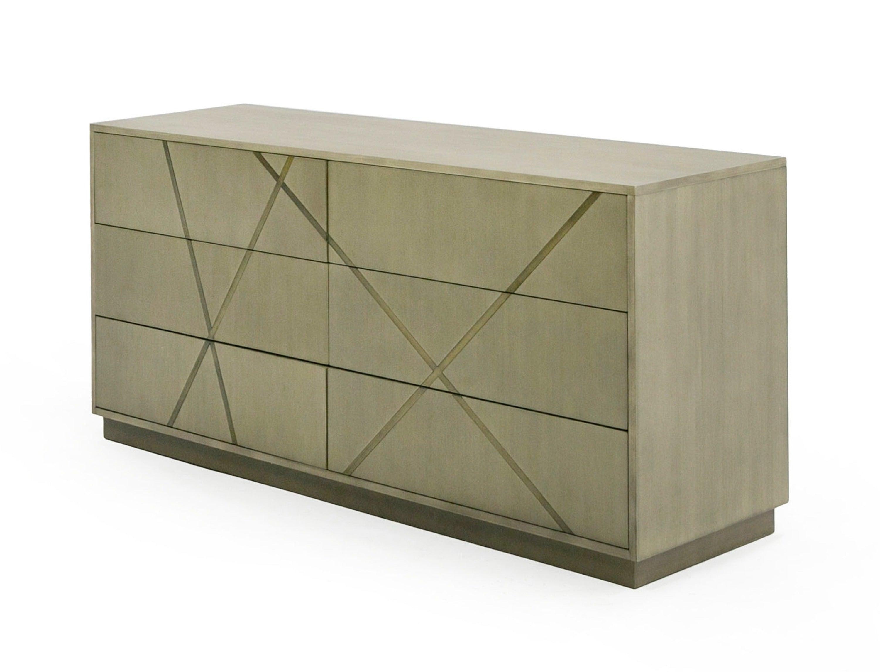 Nixa Modern Wide Birch and Brushed Dresser