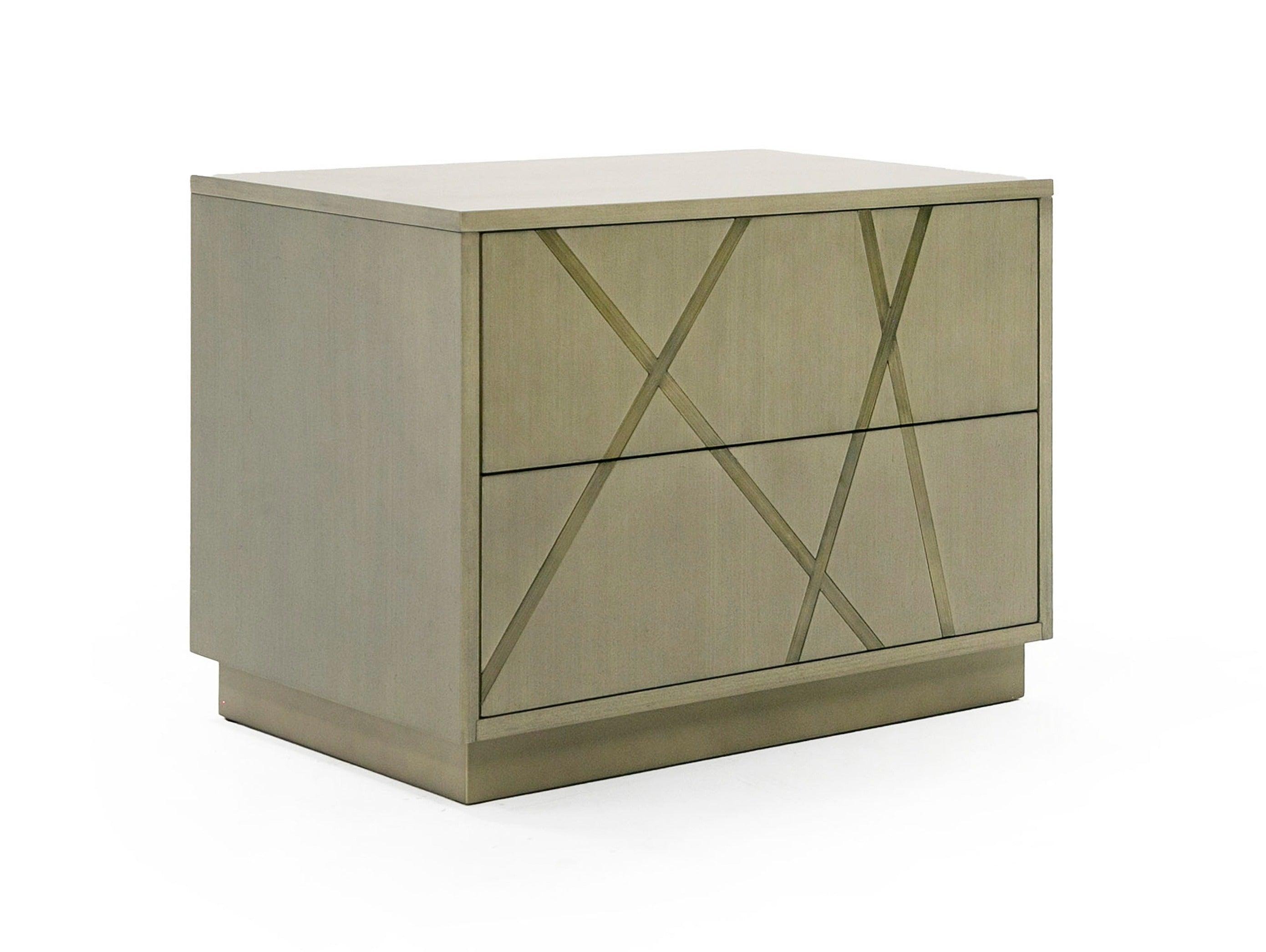 Nixa Modern Wide Birch and Brushed Nightstand