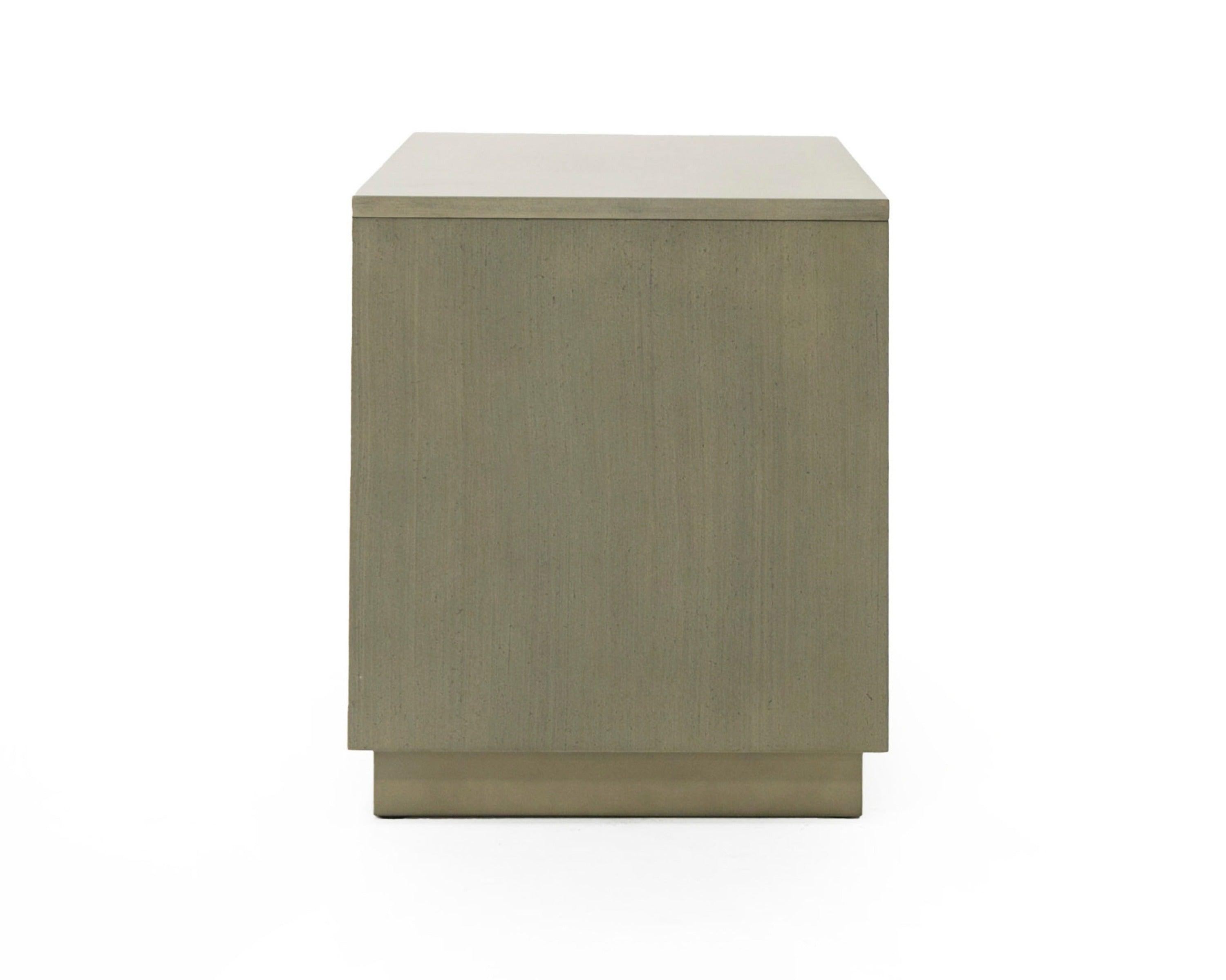 Nixa Modern Wide Birch and Brushed Nightstand