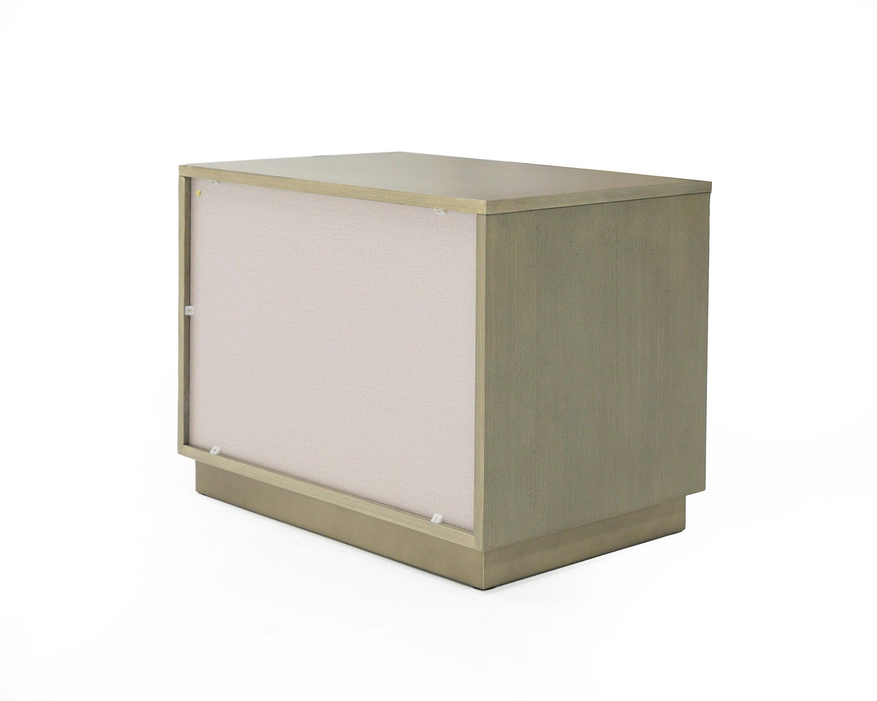 Nixa Modern Wide Birch and Brushed Nightstand