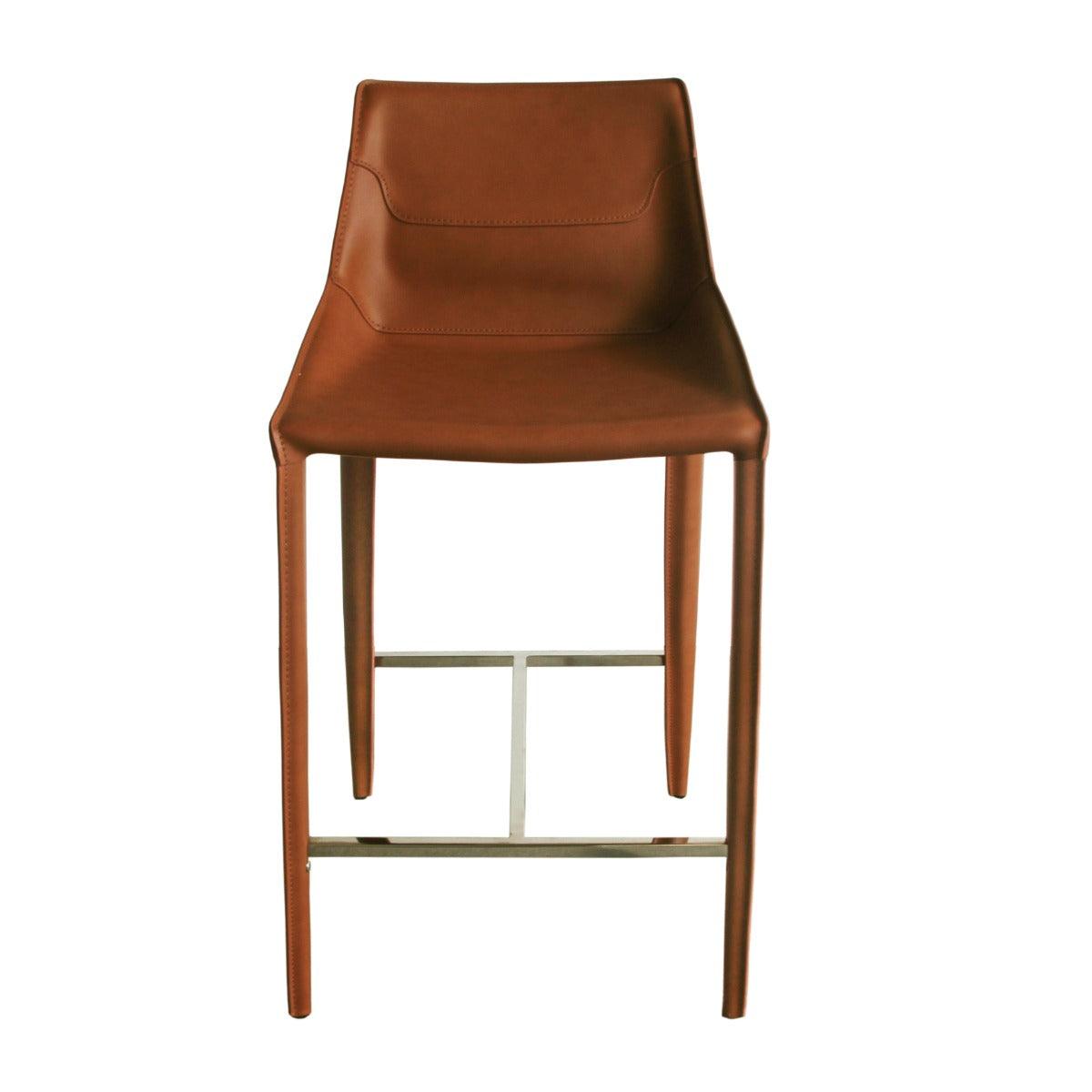 Modrest Halo Modern Saddle Leather Counter Stool